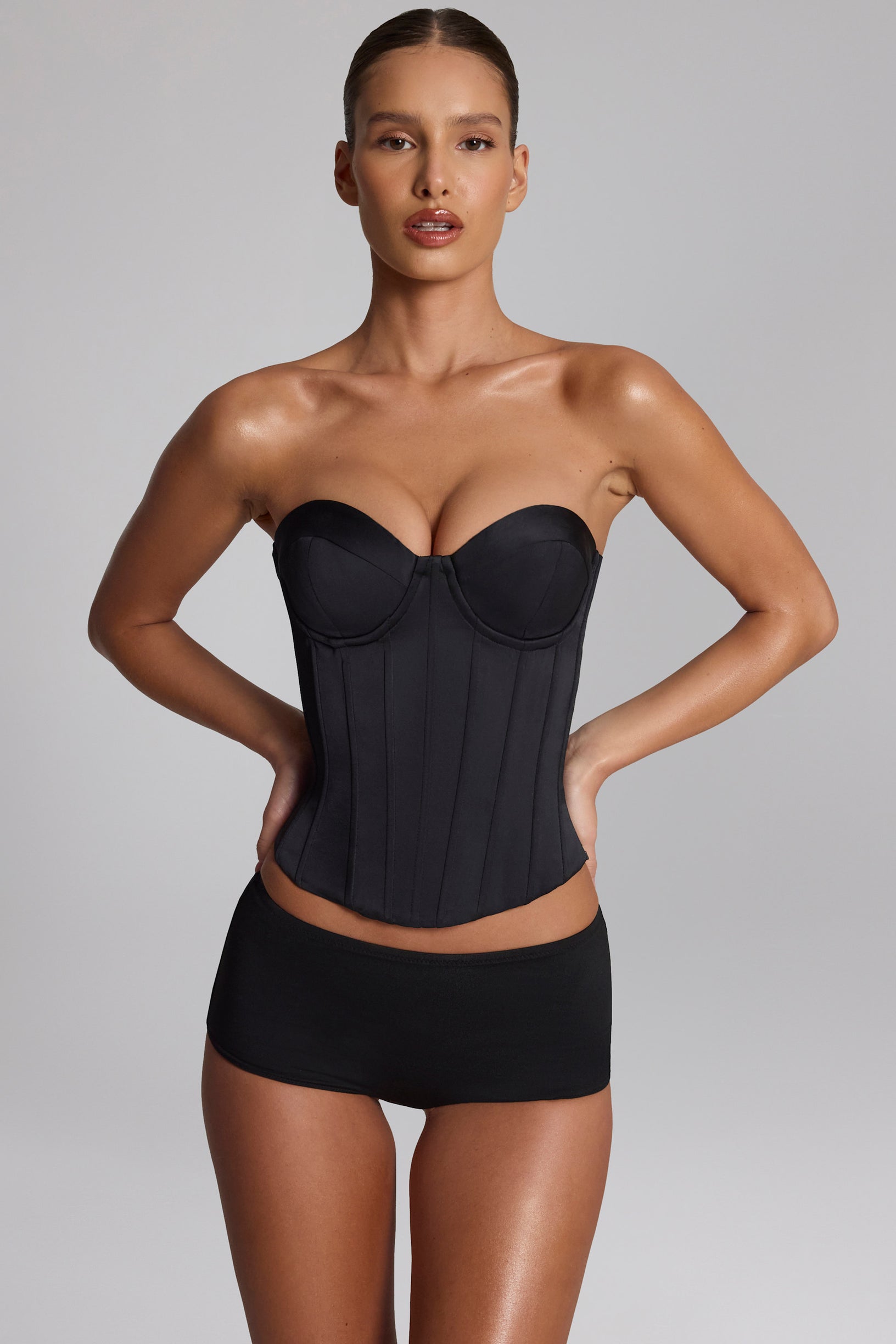 Slinky Jersey Low-Rise Hot Pants in Black - 1