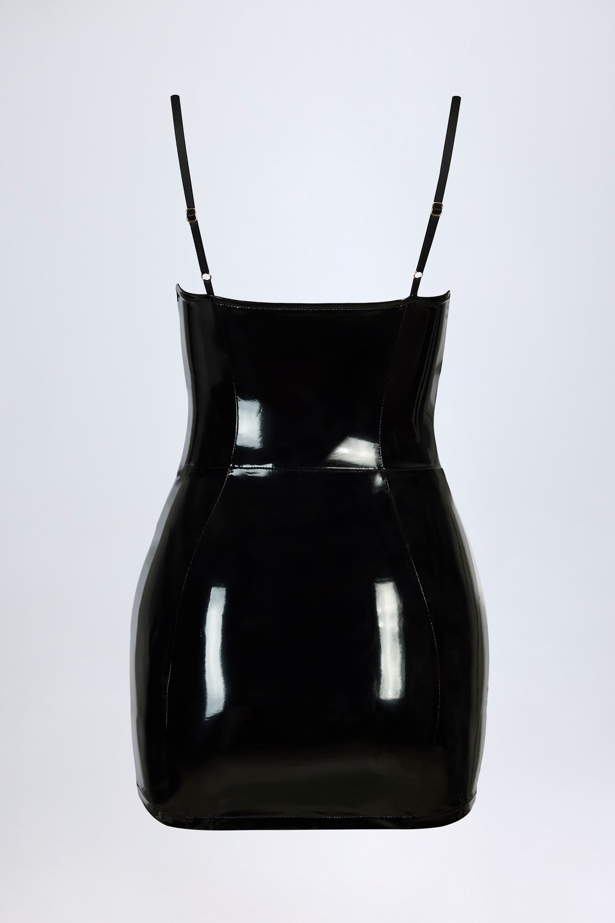 Vinyl Corset Mini Dress in Black - 6