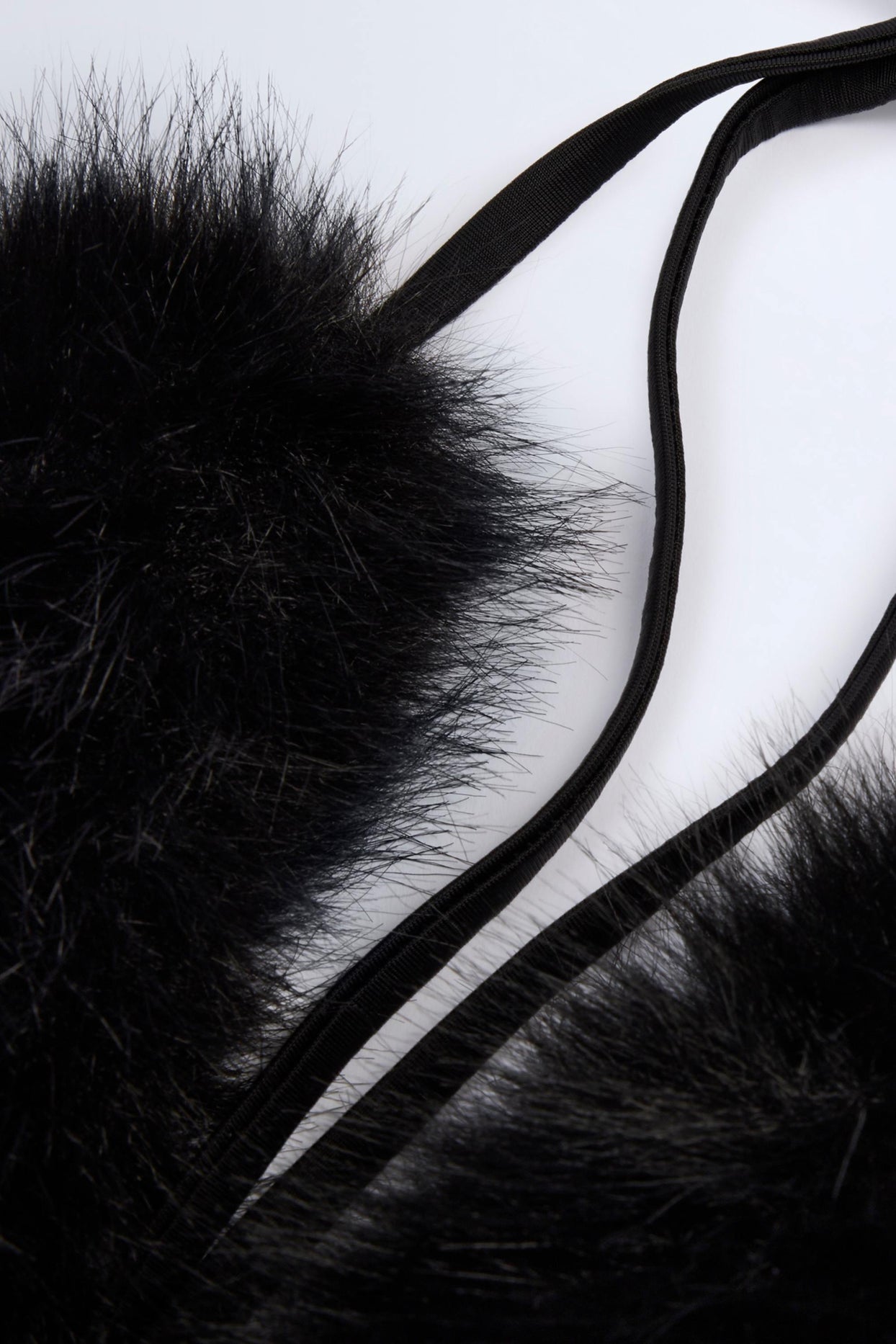 Faux Fur Triangle Bralette in Black - 5