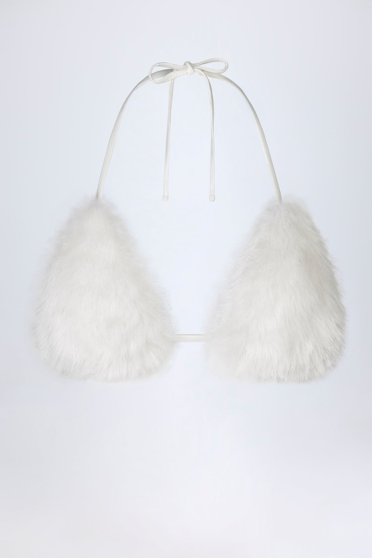 Faux Fur Triangle Bralette in White - 5