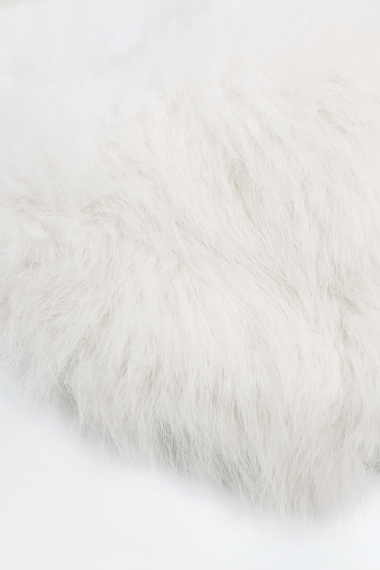 Faux Fur Triangle Bralette in White - 7