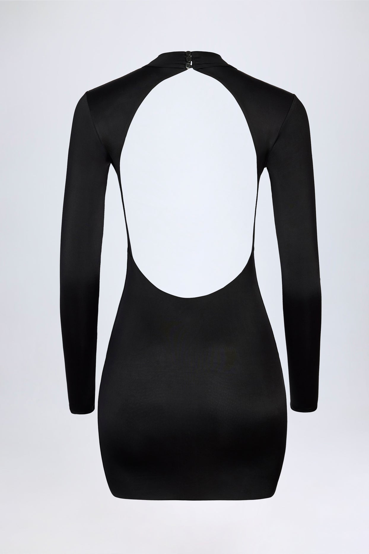 Slinky Jersey Backless Mini Dress in Black - 6