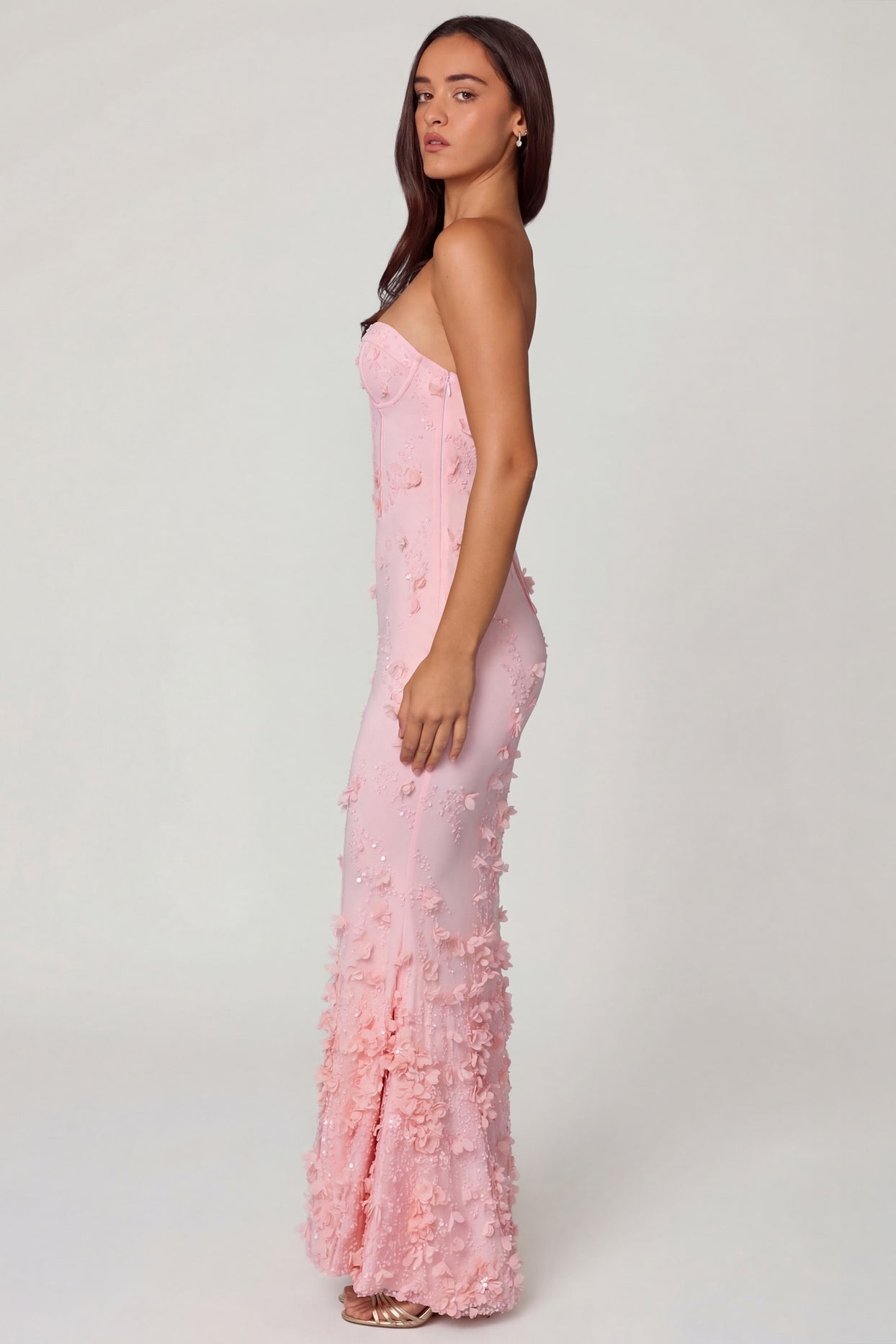 Lace-Up Corset Maxi Dress in Soft Pink - 6