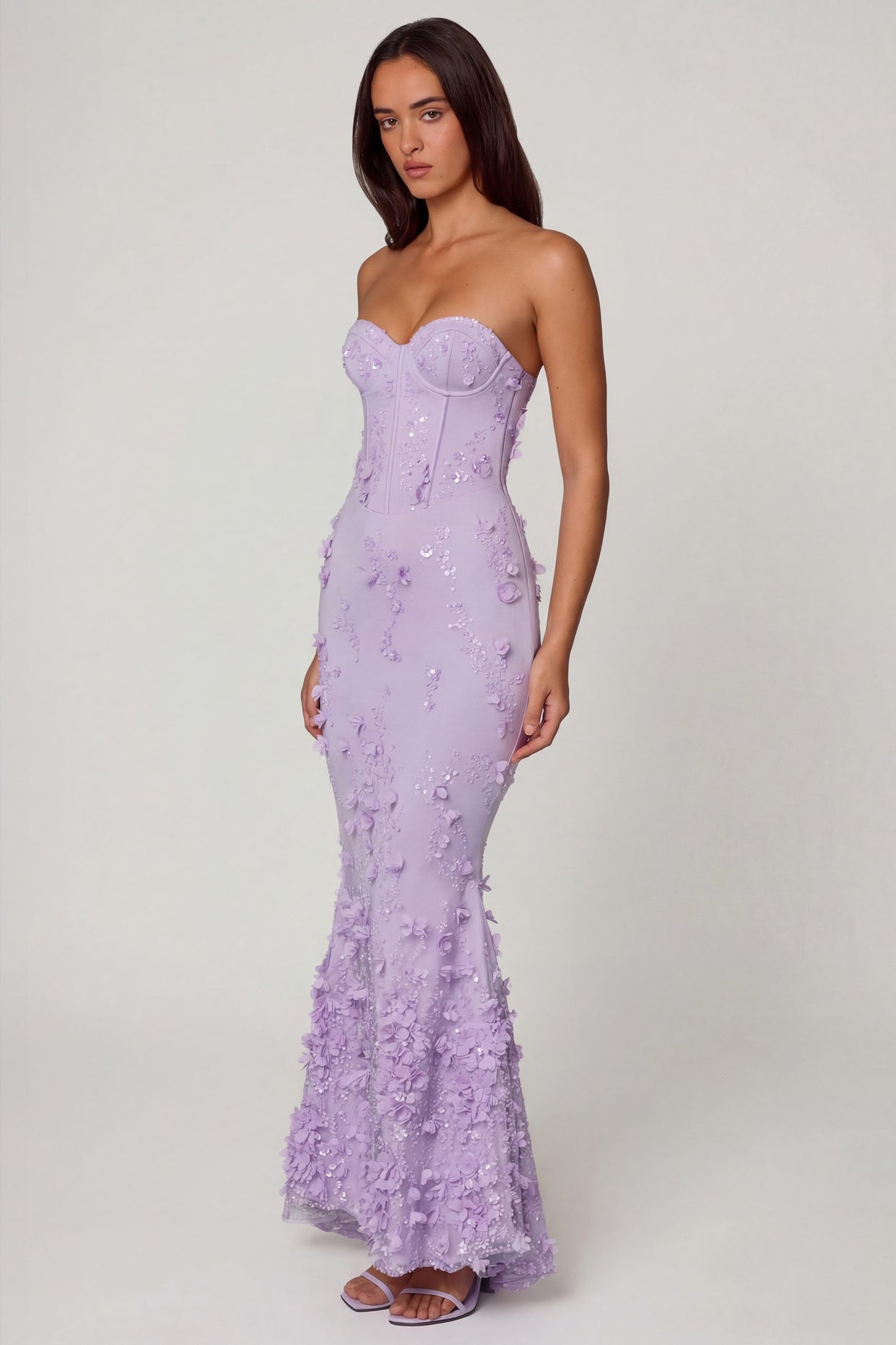 Lace-Up Corset Maxi Dress in Lilac - 6