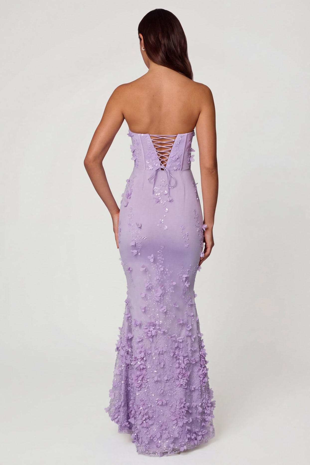 Lace-Up Corset Maxi Dress in Lilac - 7
