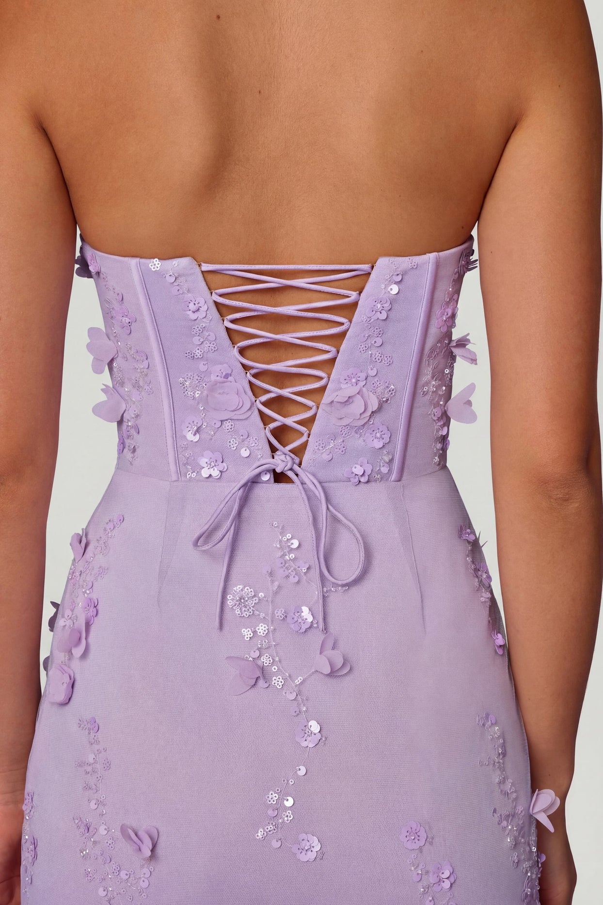 Lace-Up Corset Maxi Dress in Lilac - 5
