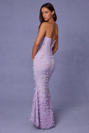 Lace-Up Corset Maxi Dress in Lilac