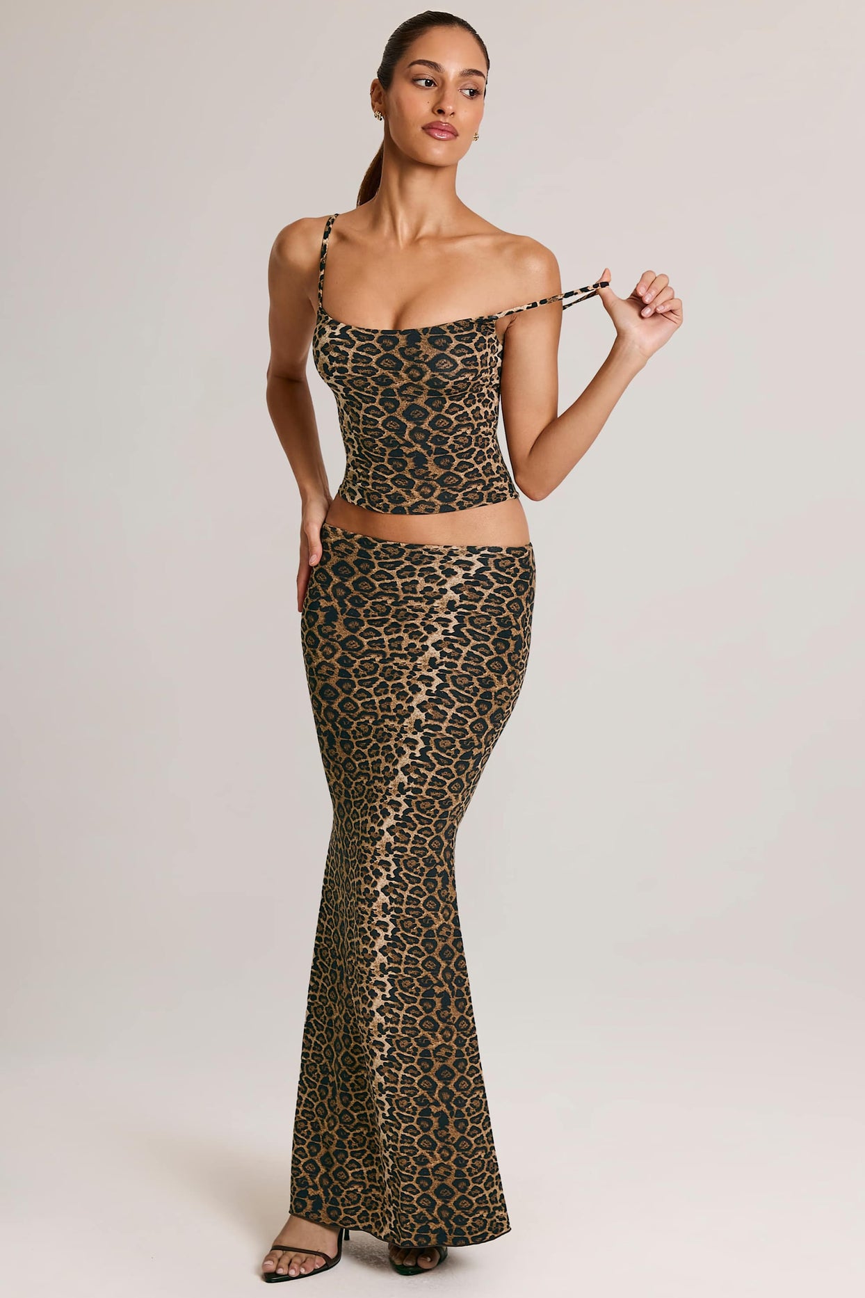 Modal Mid-Rise Fishtail Maxi Skirt in Leopard Print - 7
