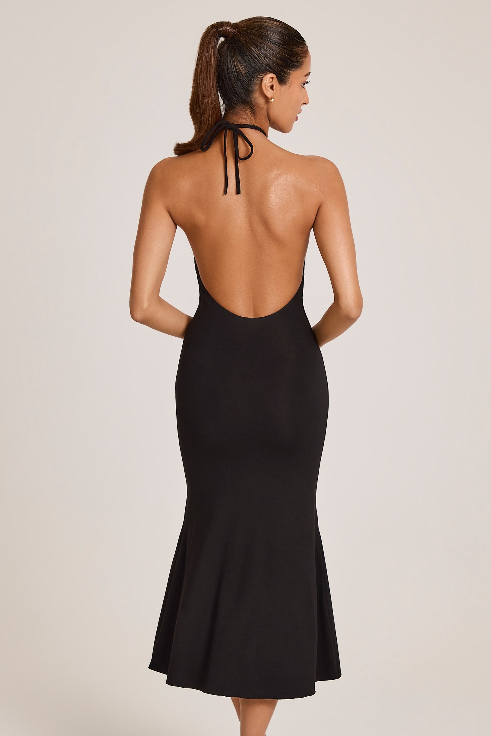 Modal Halterneck Midaxi Dress in Black - 2