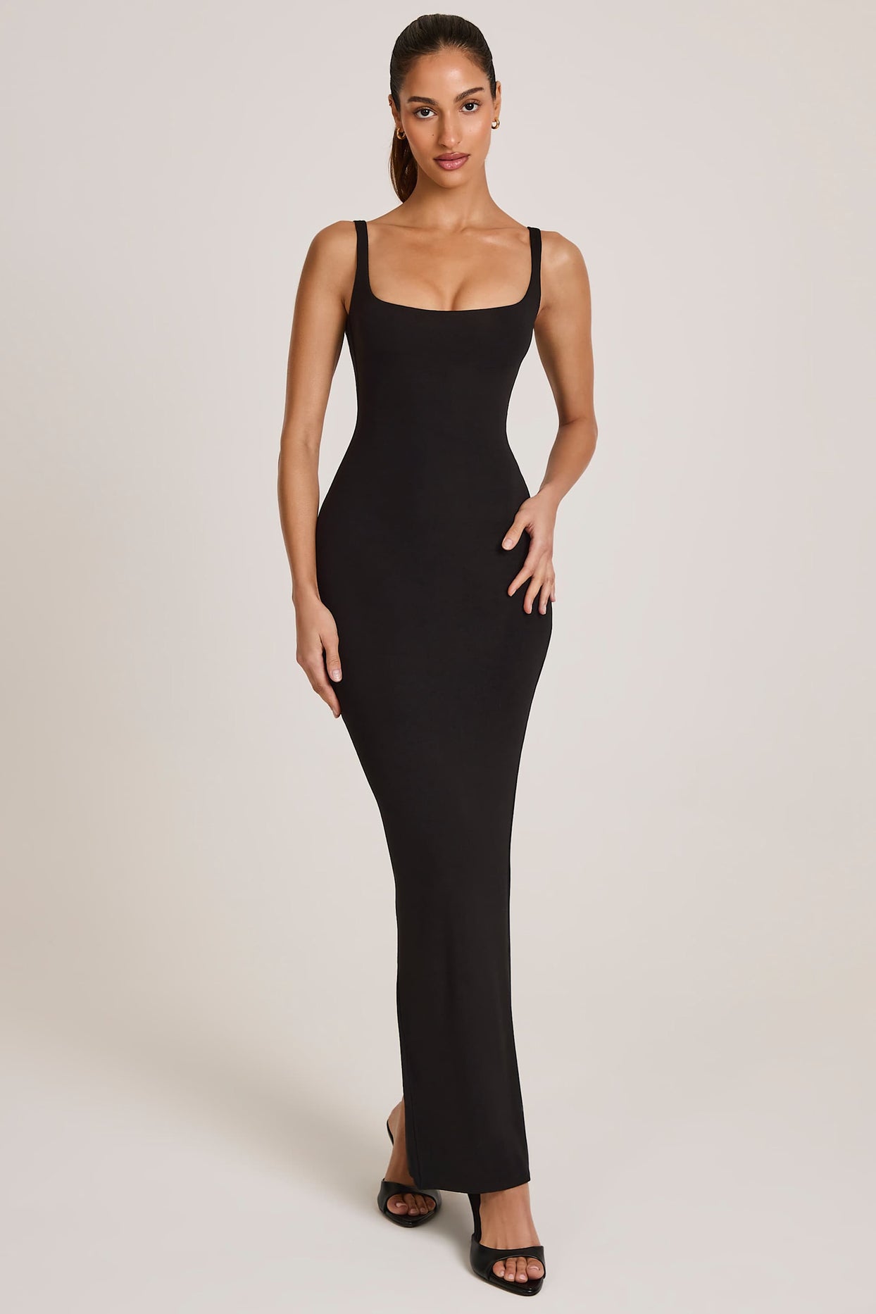 Modal Square Neck Maxi Dress in Black - 6