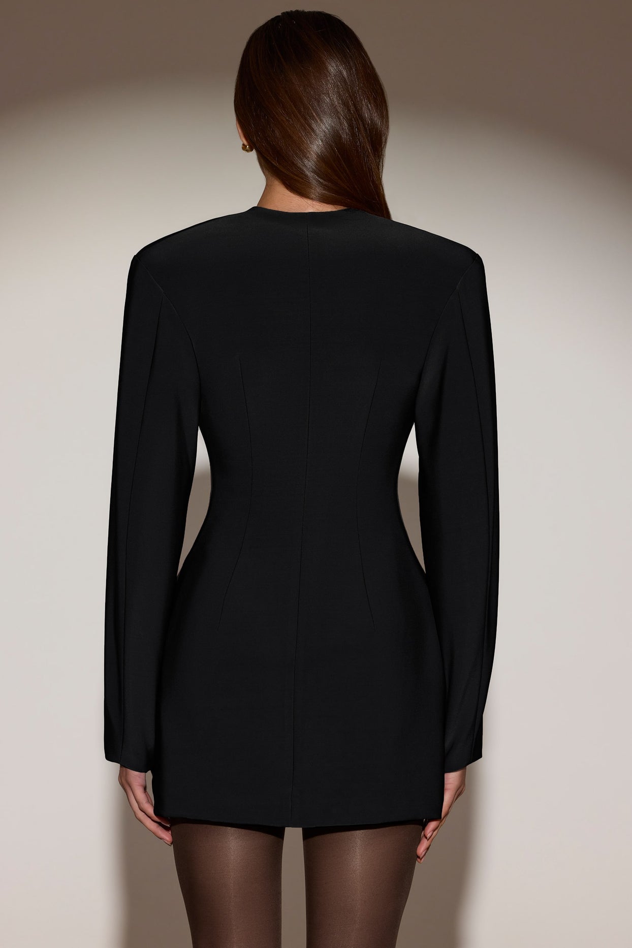 Single-Breasted Blazer Mini Dress in Black - 2