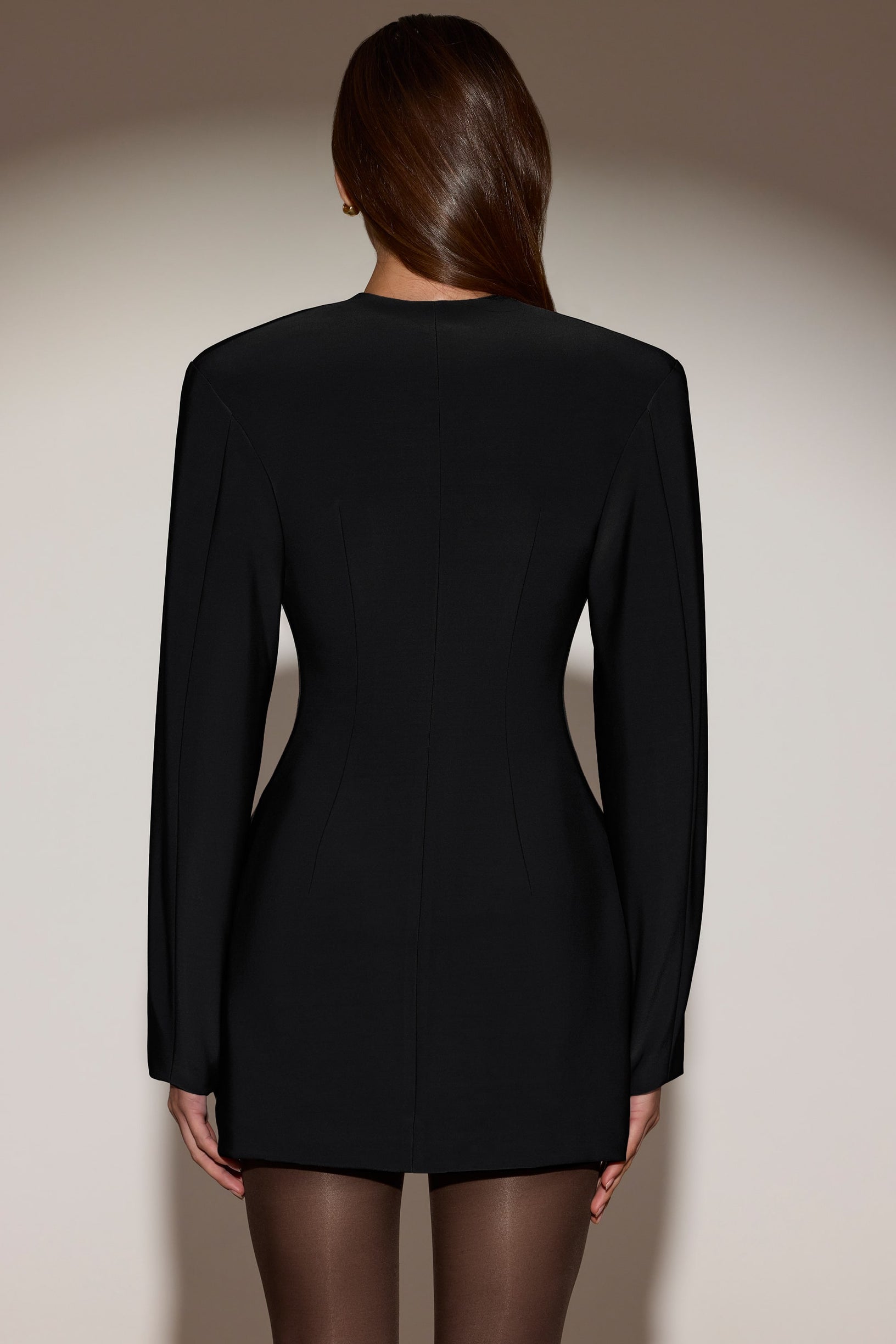 Single-Breasted Blazer Mini Dress in Black - 2