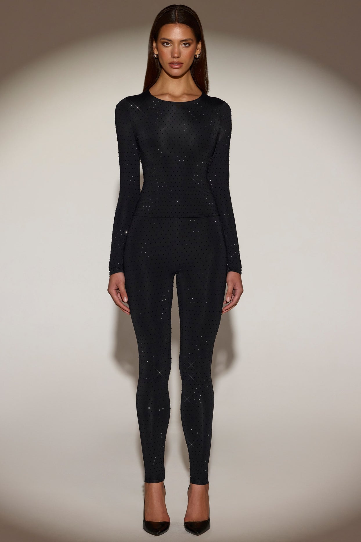 Embellished Jersey High-Waisted Leggings in Black - 4