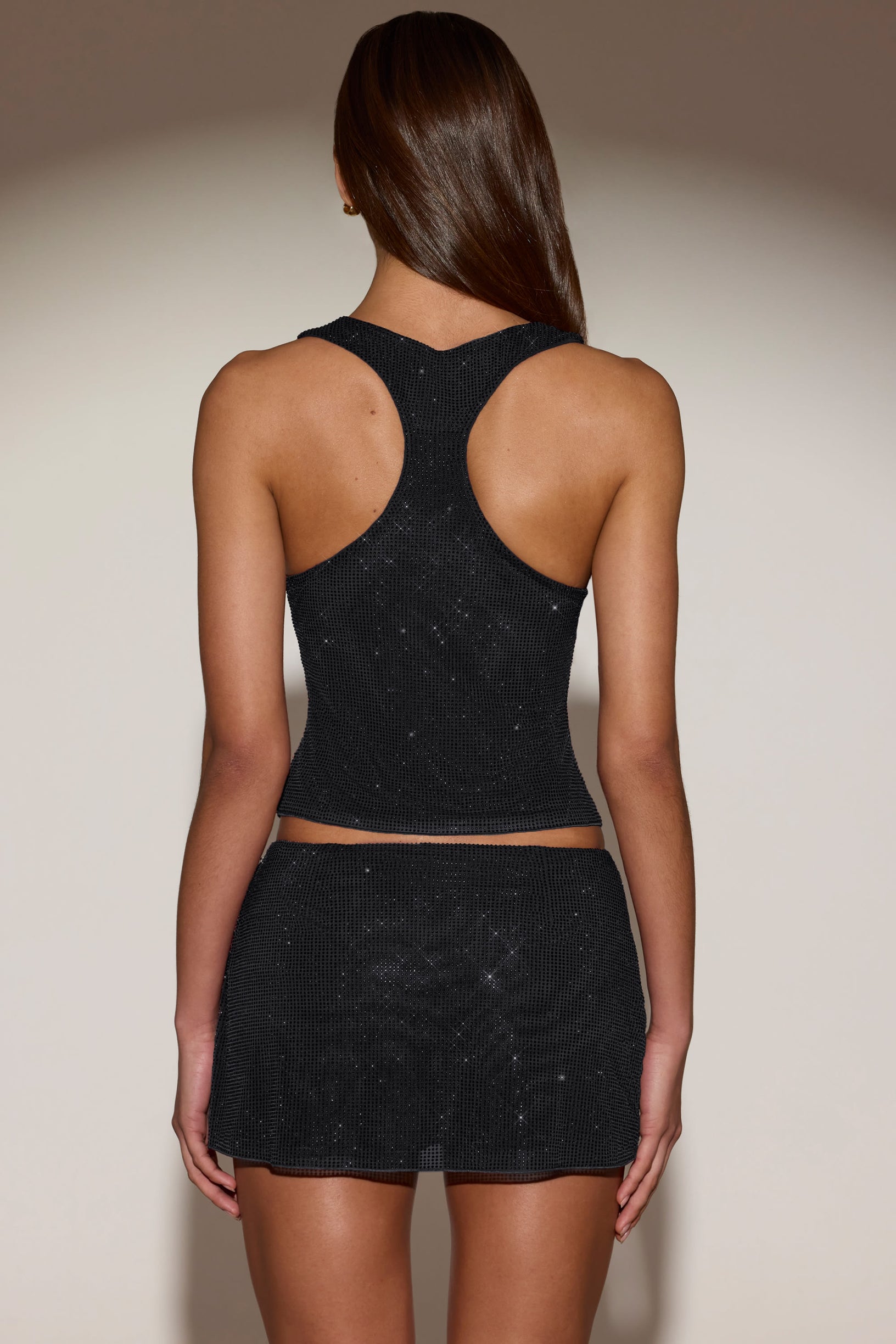 Embellished Mid-Rise A-Line Mini Skirt in Black - 2