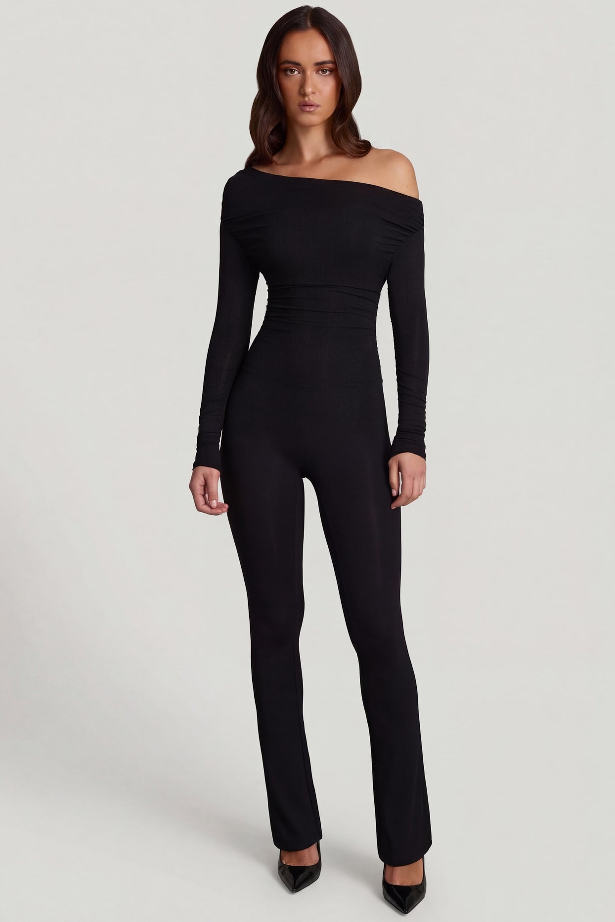Modal Off-Shoulder Long-Sleeve Jumpsuit in Black - 6