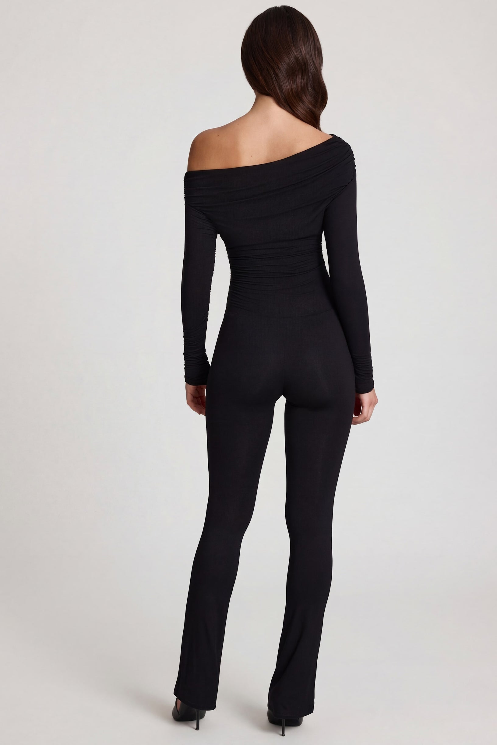 Modal Off-Shoulder Long-Sleeve Jumpsuit in Black - 2