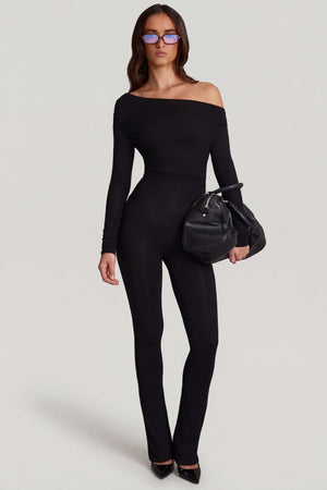 Oh Polly's Roberta wearing the Erisen Regular Jumpsuit in Black Modal fabric perfect for weekend brunch