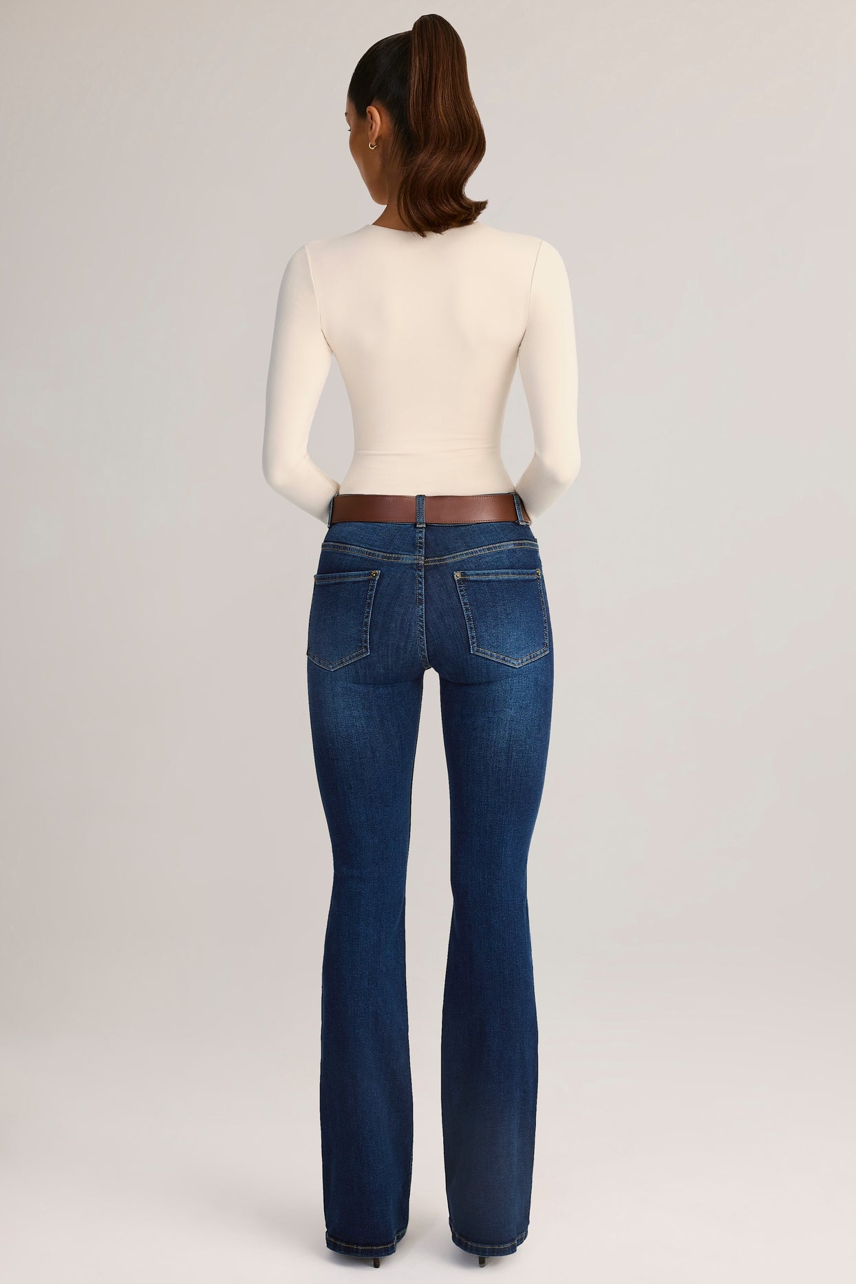Denim Mid-Rise Flared Jeans in Indigo - 5