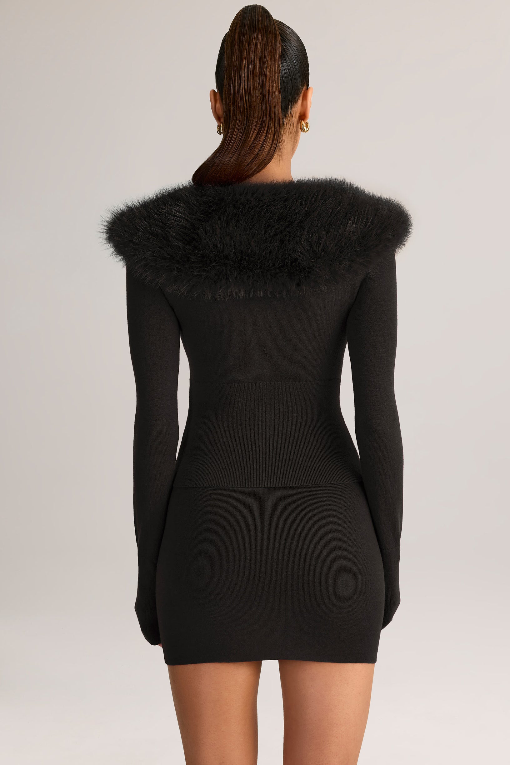 Knit Mid-Rise Mini Skirt in Black - 2