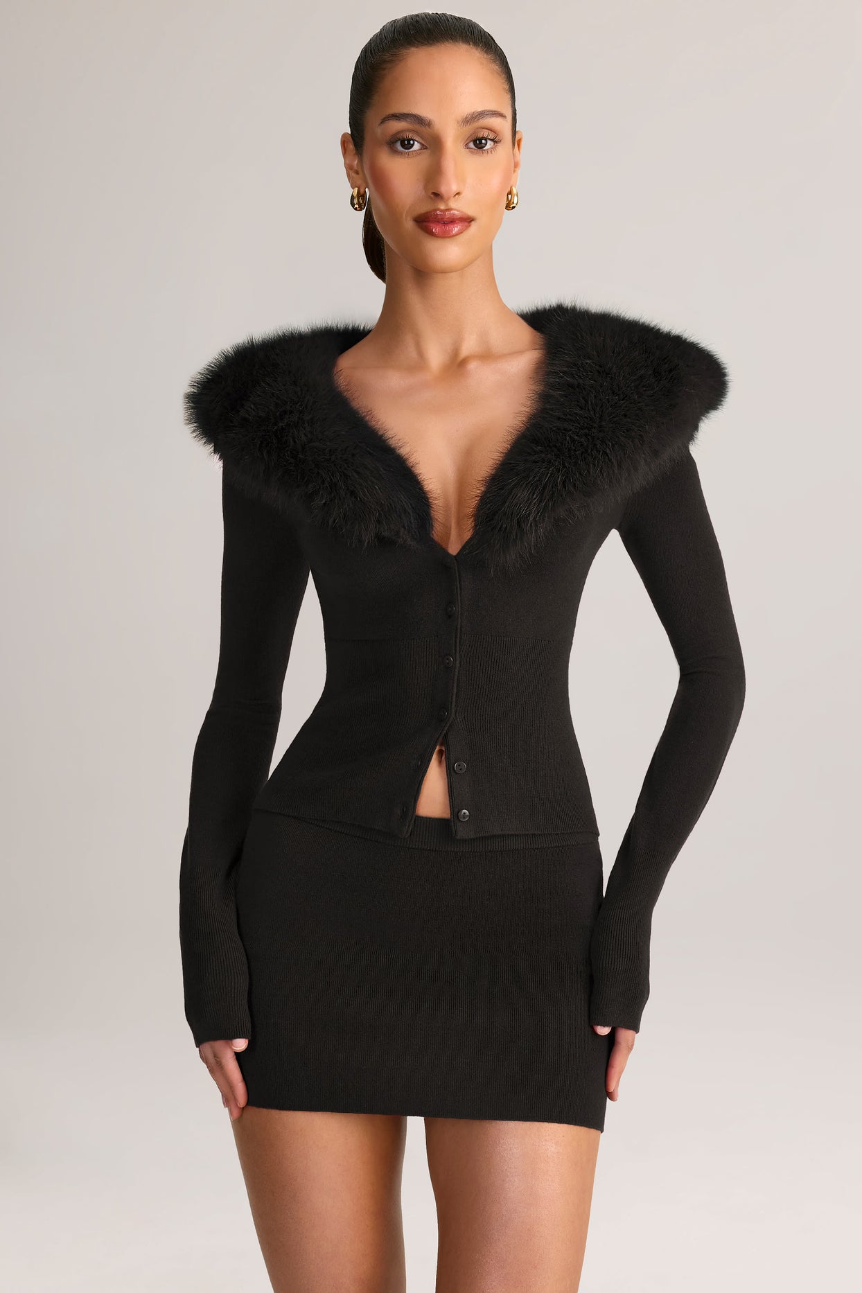 Knit Mid-Rise Mini Skirt in Black - 6