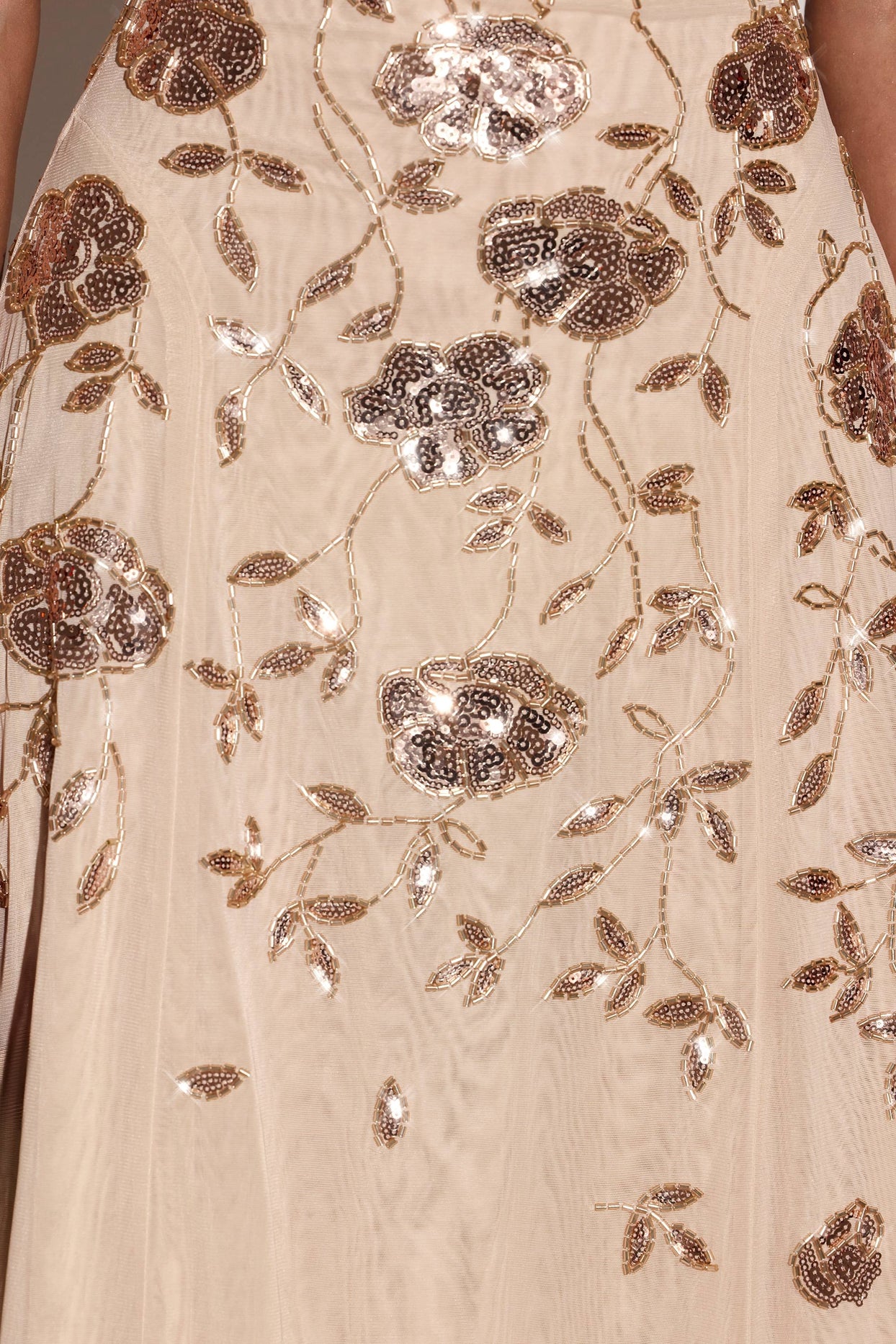Embellished Soft-Scoop Asymmetric Midaxi Dress in Gold - 6