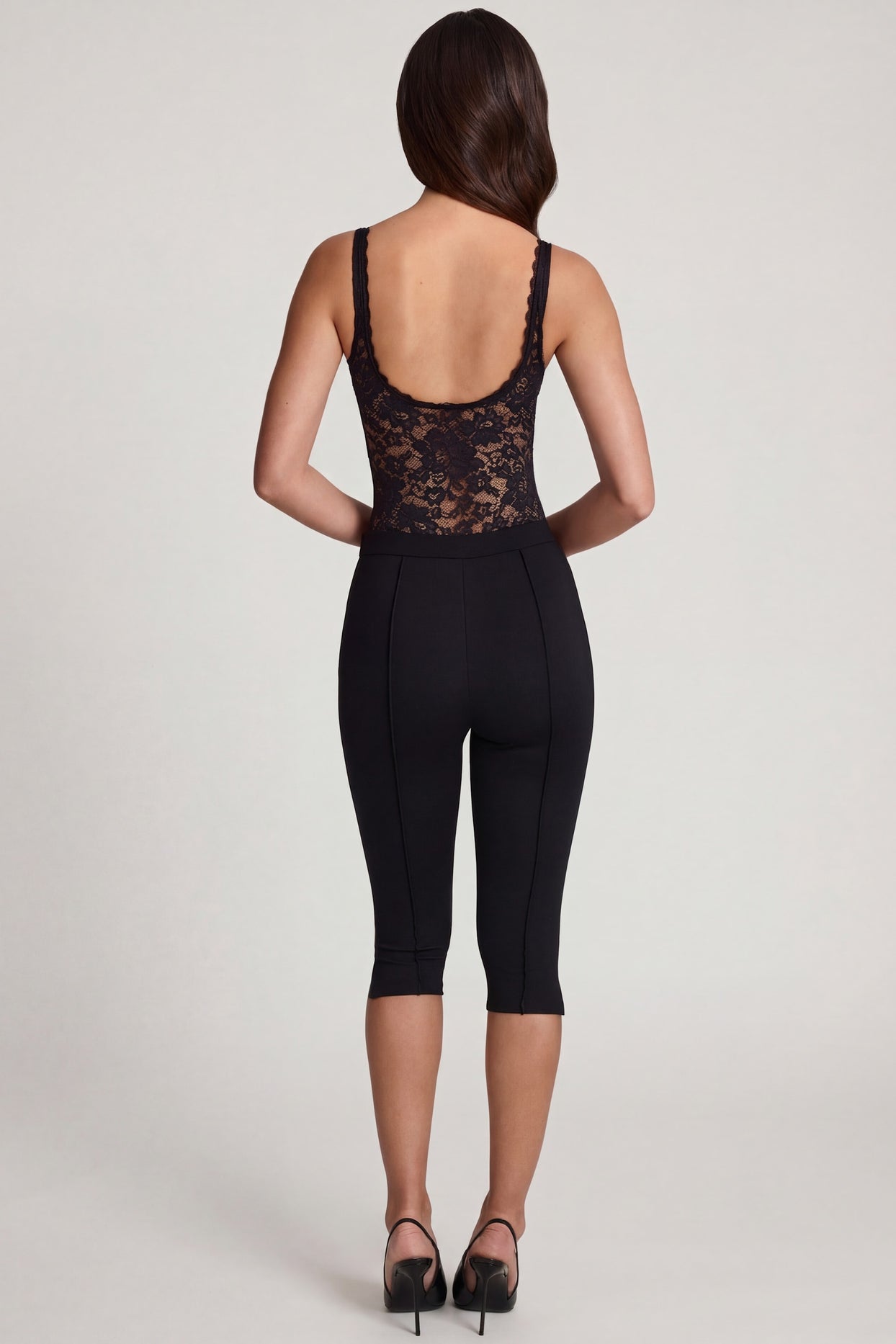 Ponte Jersey Cropped Capri Trousers in Black - 2