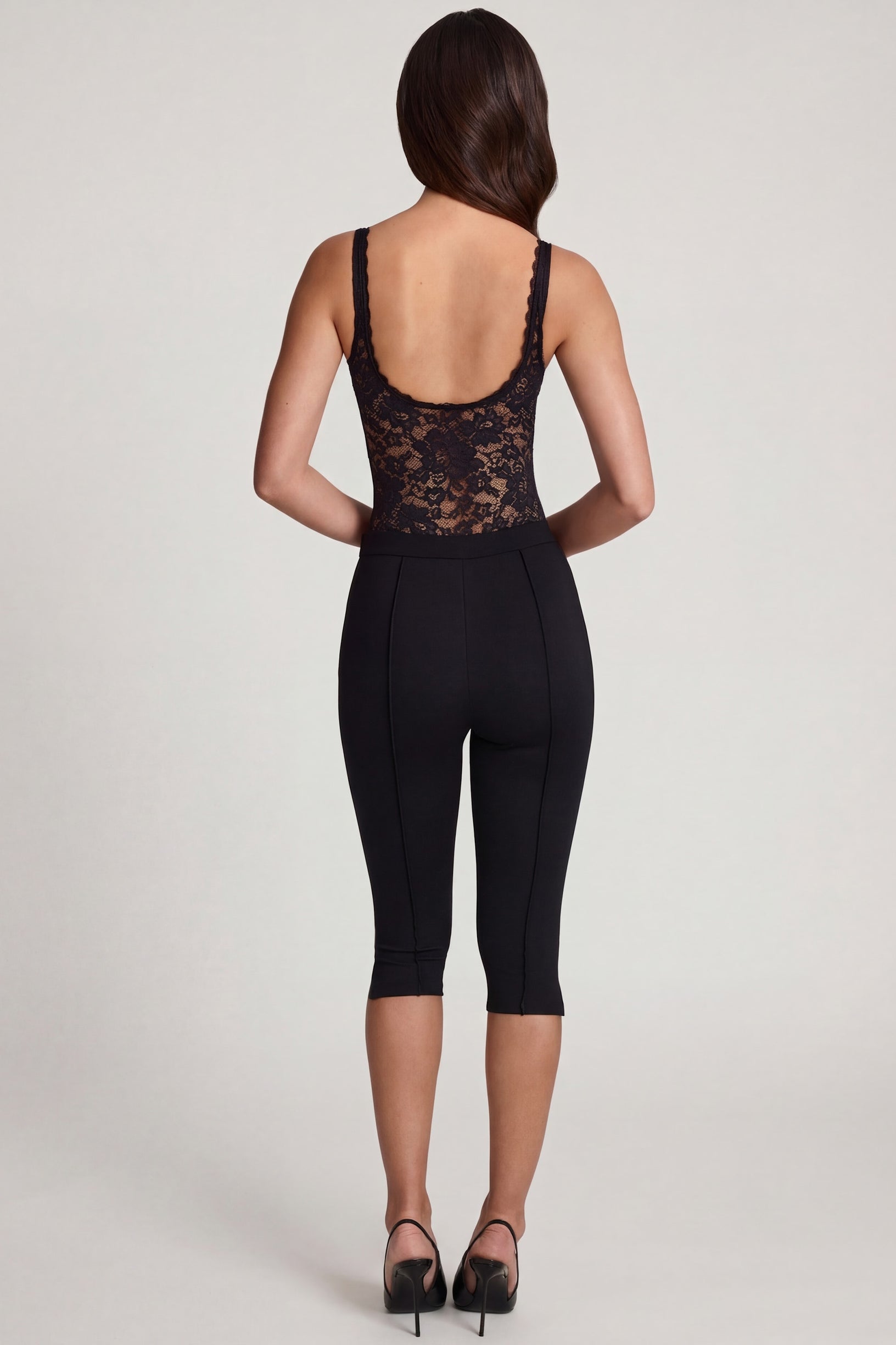 Ponte Jersey Cropped Capri Trousers in Black - 2