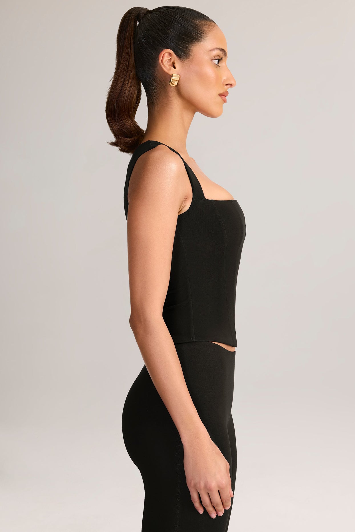 Modal Square-Neck Top in Black - 3