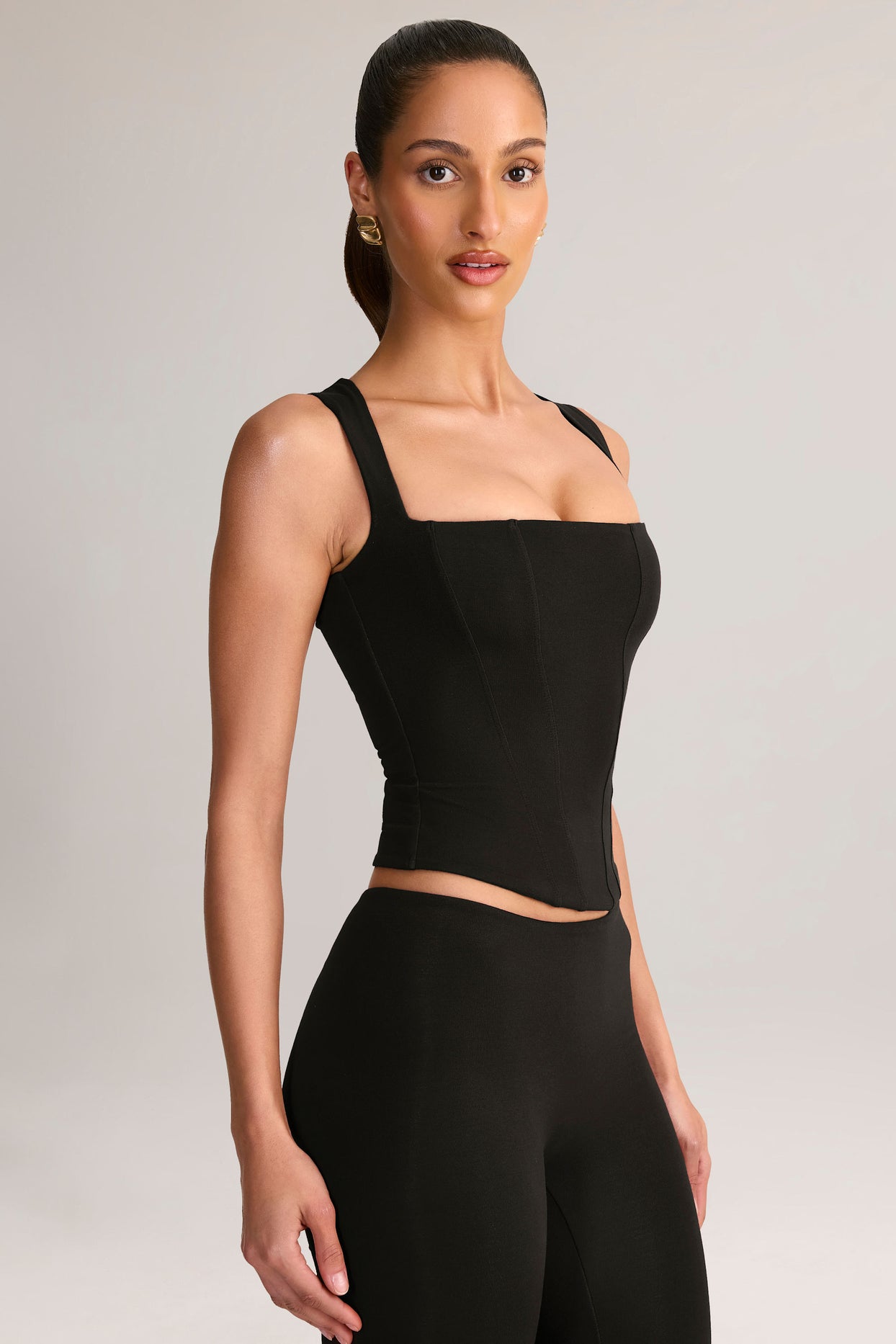 Modal Square-Neck Top in Black - 7