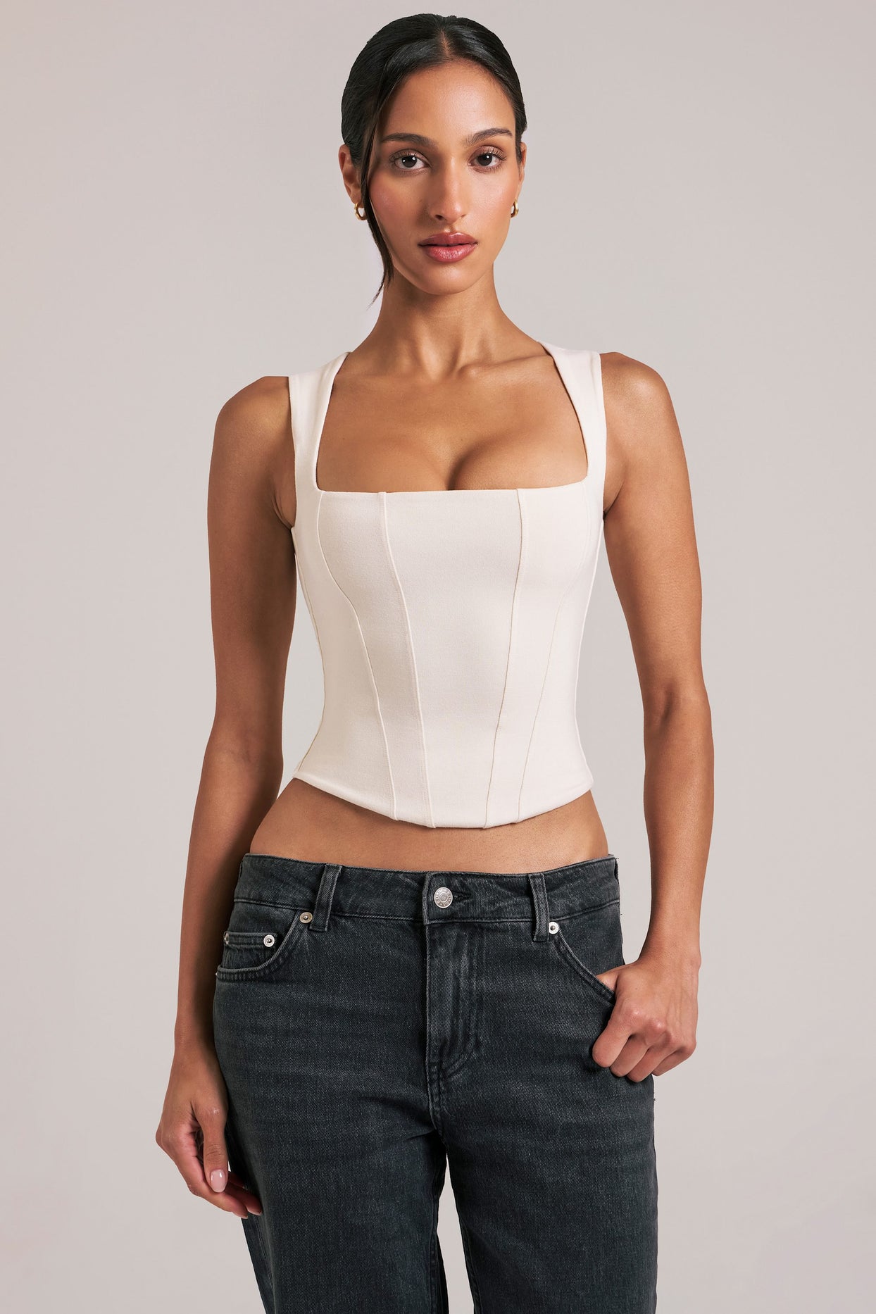 Modal Square-Neck Top in Ivory - 7