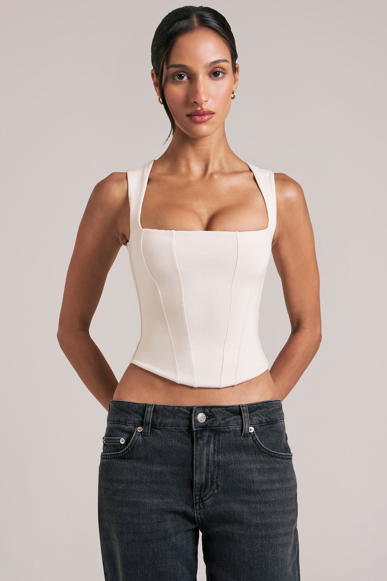 Modal Square-Neck Top in Ivory - 5