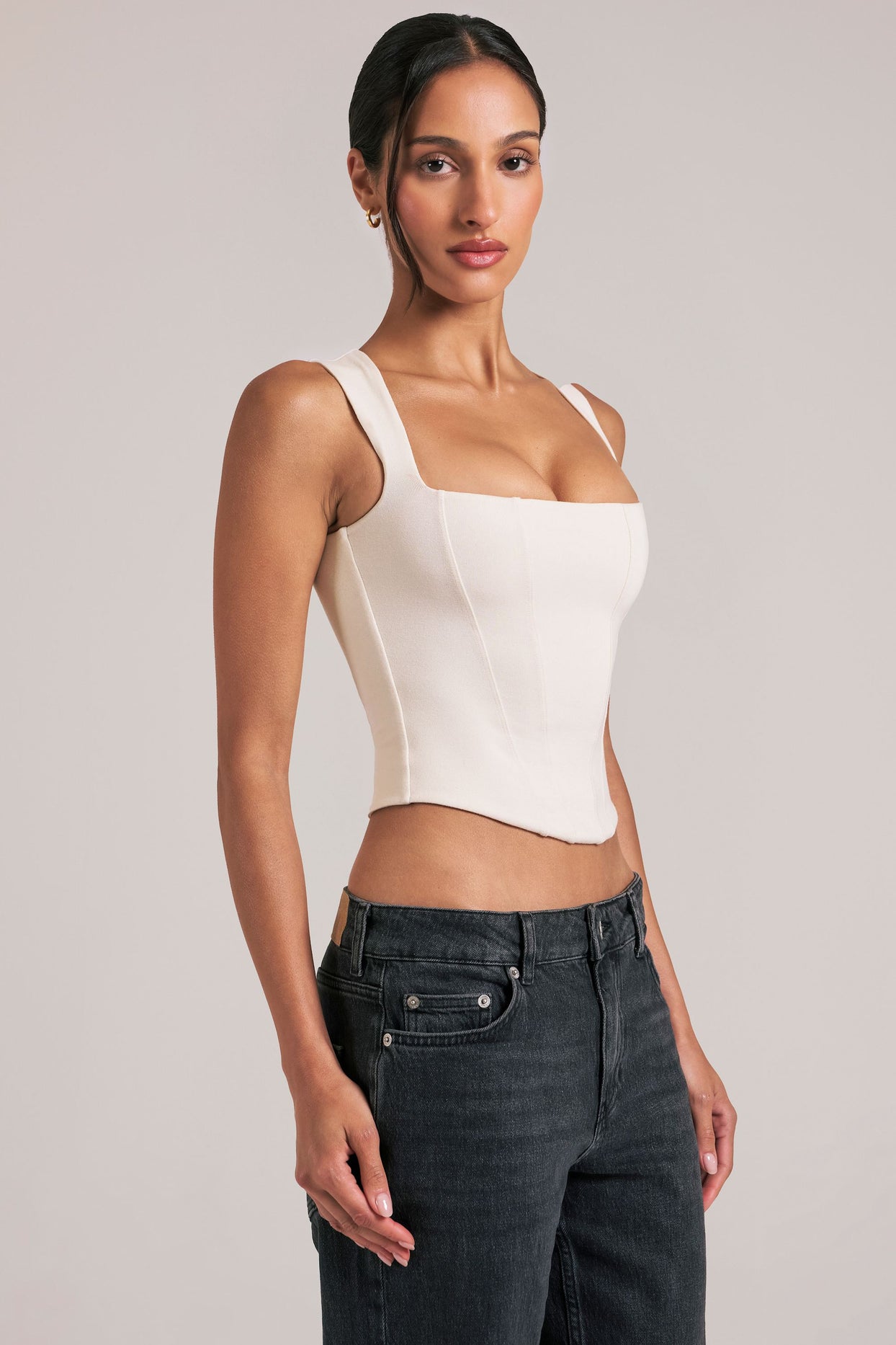 Modal Square-Neck Top in Ivory - 8