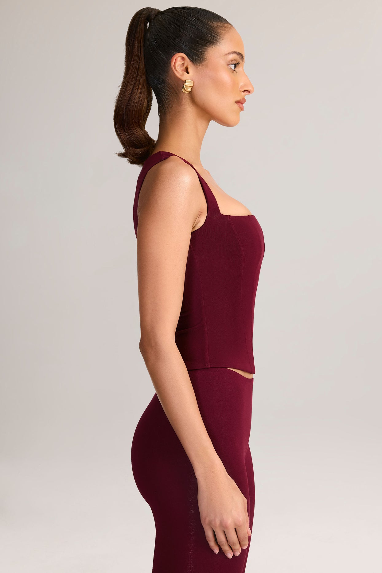 Modal Square-Neck Top in Wine - 3