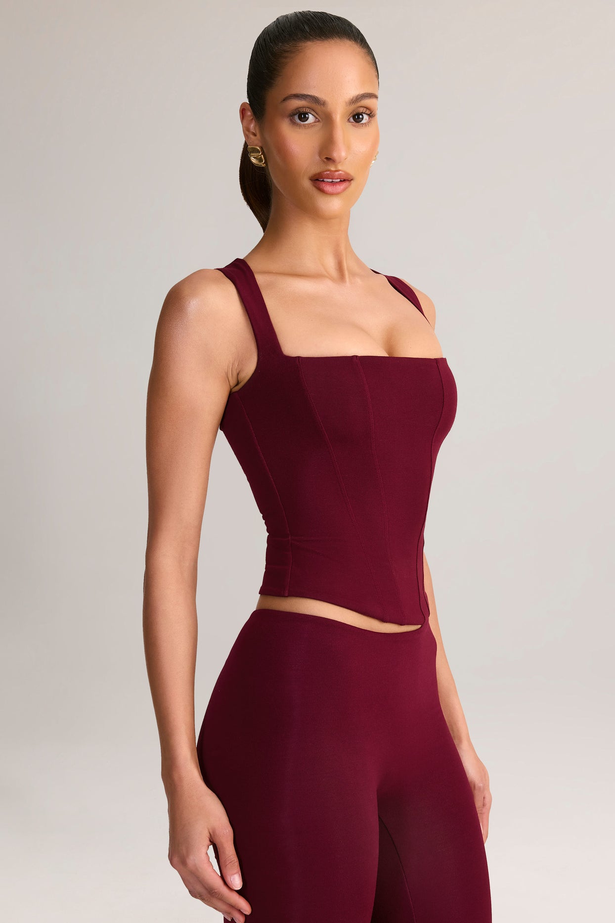 Modal Square-Neck Top in Wine - 7