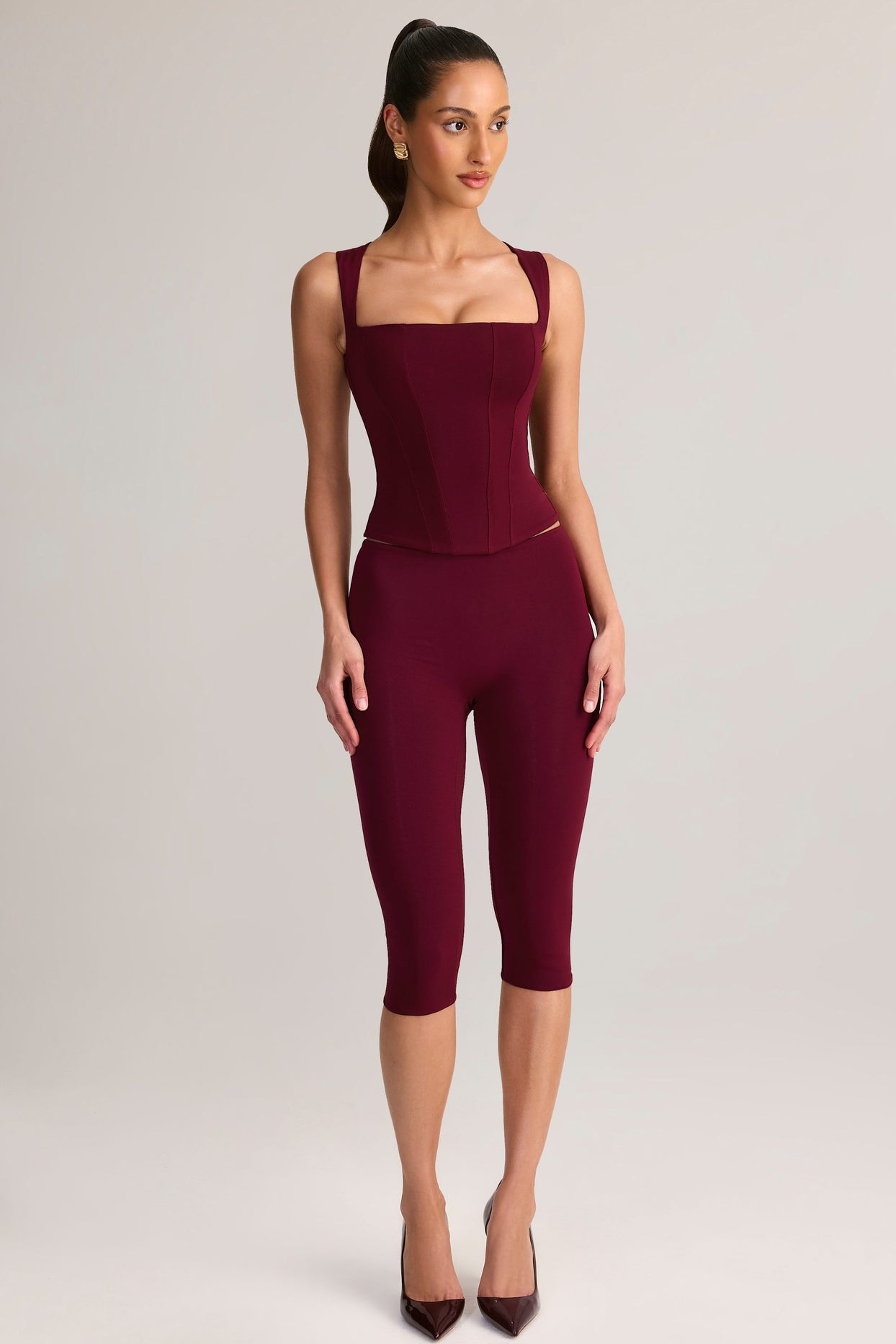 Modal Square-Neck Top in Wine - 6