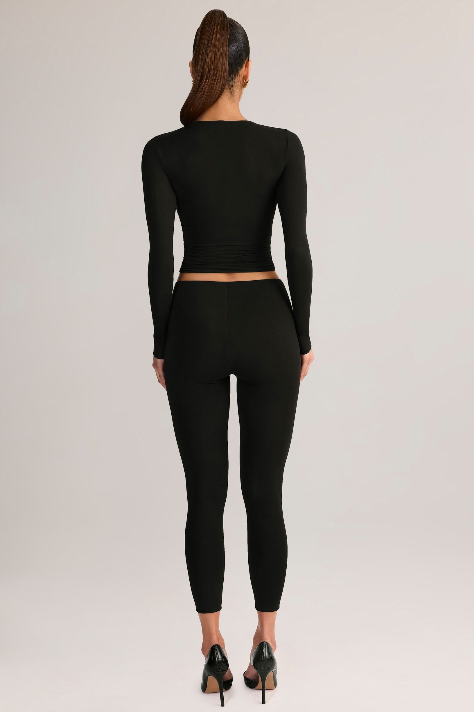Modal Mid-Rise Cropped Leggings in Black - 2