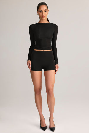 Modal High-Rise Mini Shorts in Black