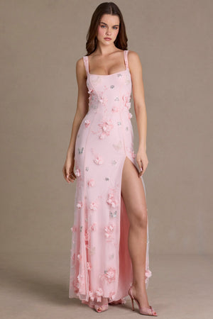 Premium Embellished Corset Gown in Baby Pink