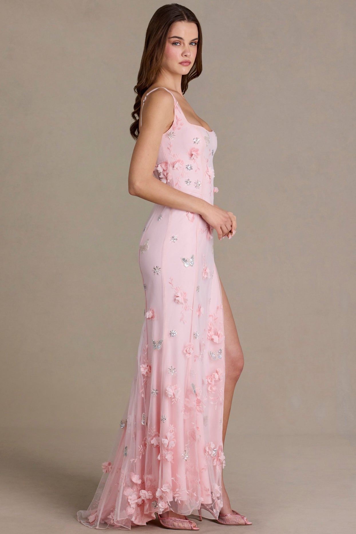 Embellished Corset Gown in Baby Pink - 8