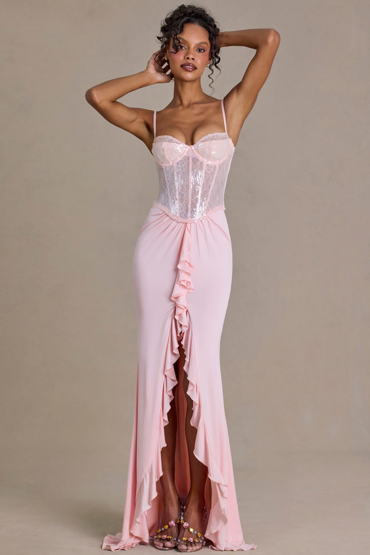 Embellished Lace Corset Gown in Blossom - 6