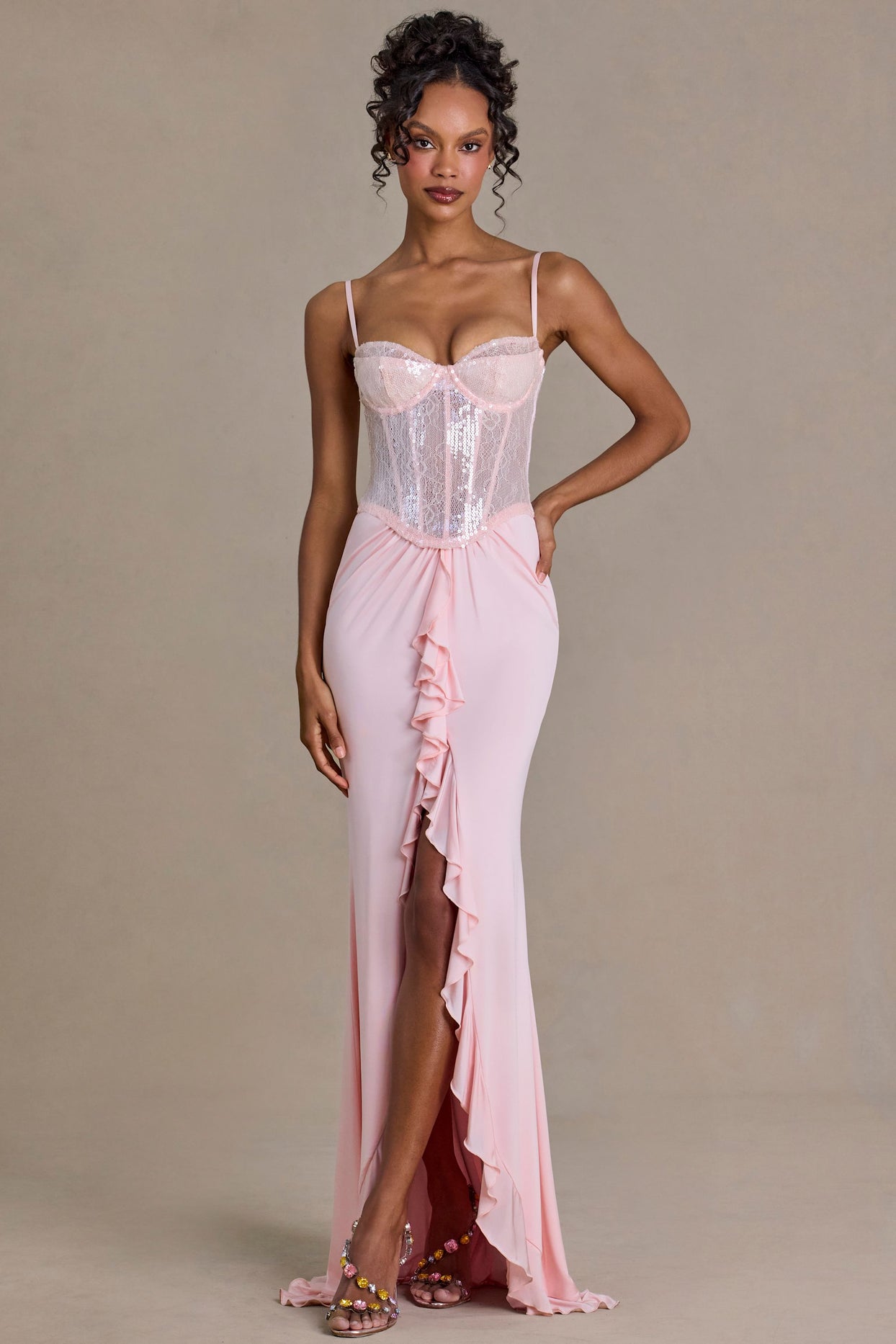 Embellished Lace Corset Gown in Blossom - 8