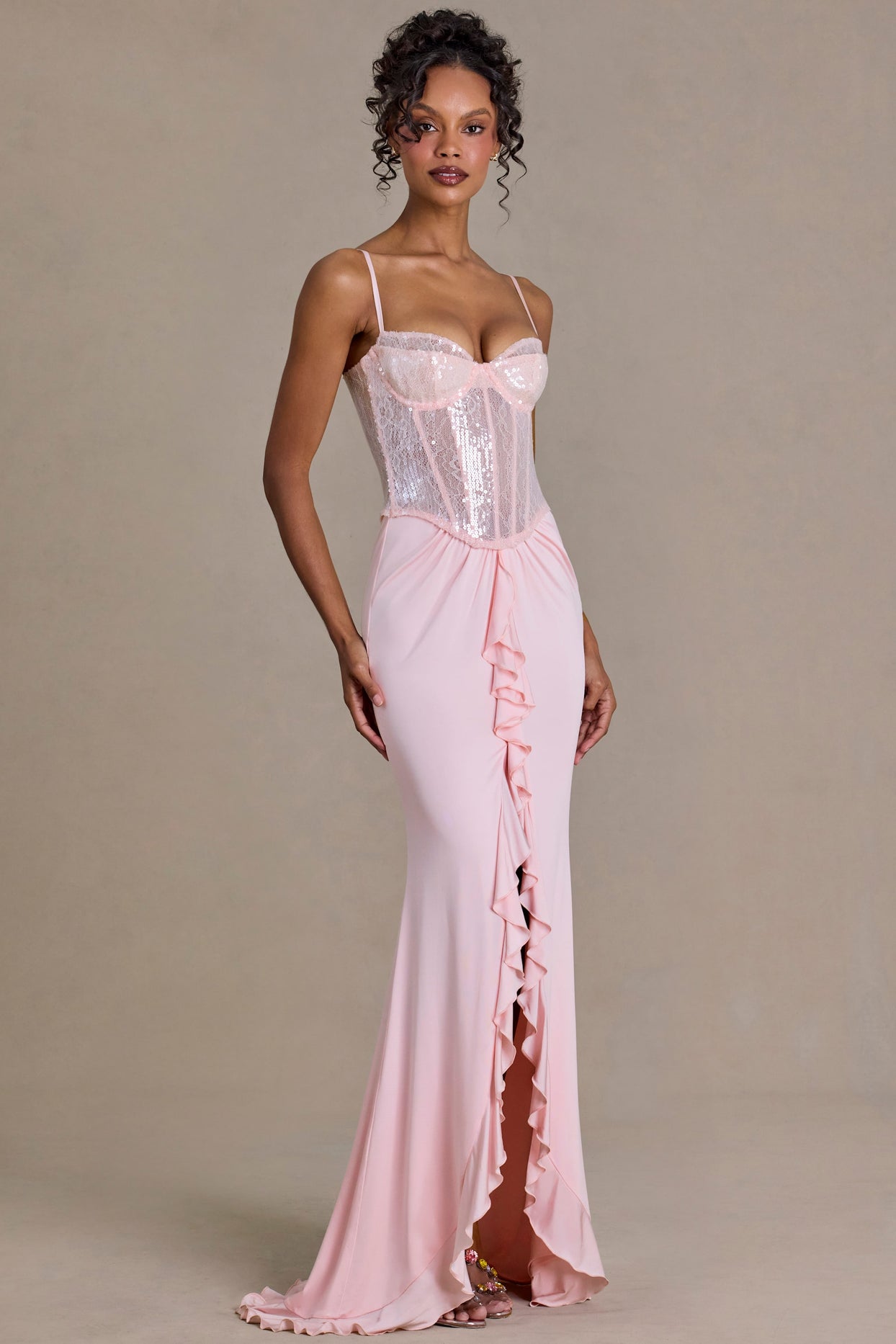 Embellished Lace Corset Gown in Blossom - 9
