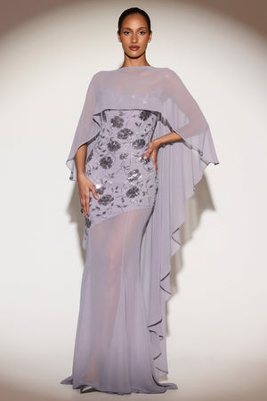Chiffon Draped Cape in Lilac