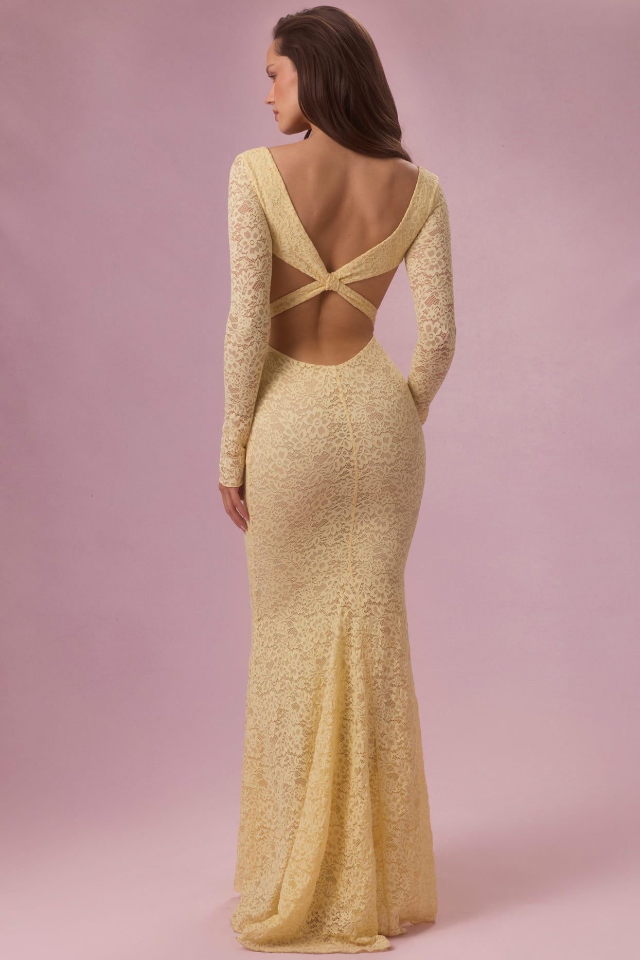 Lace Long-Sleeve Maxi Dress in Butter - 4