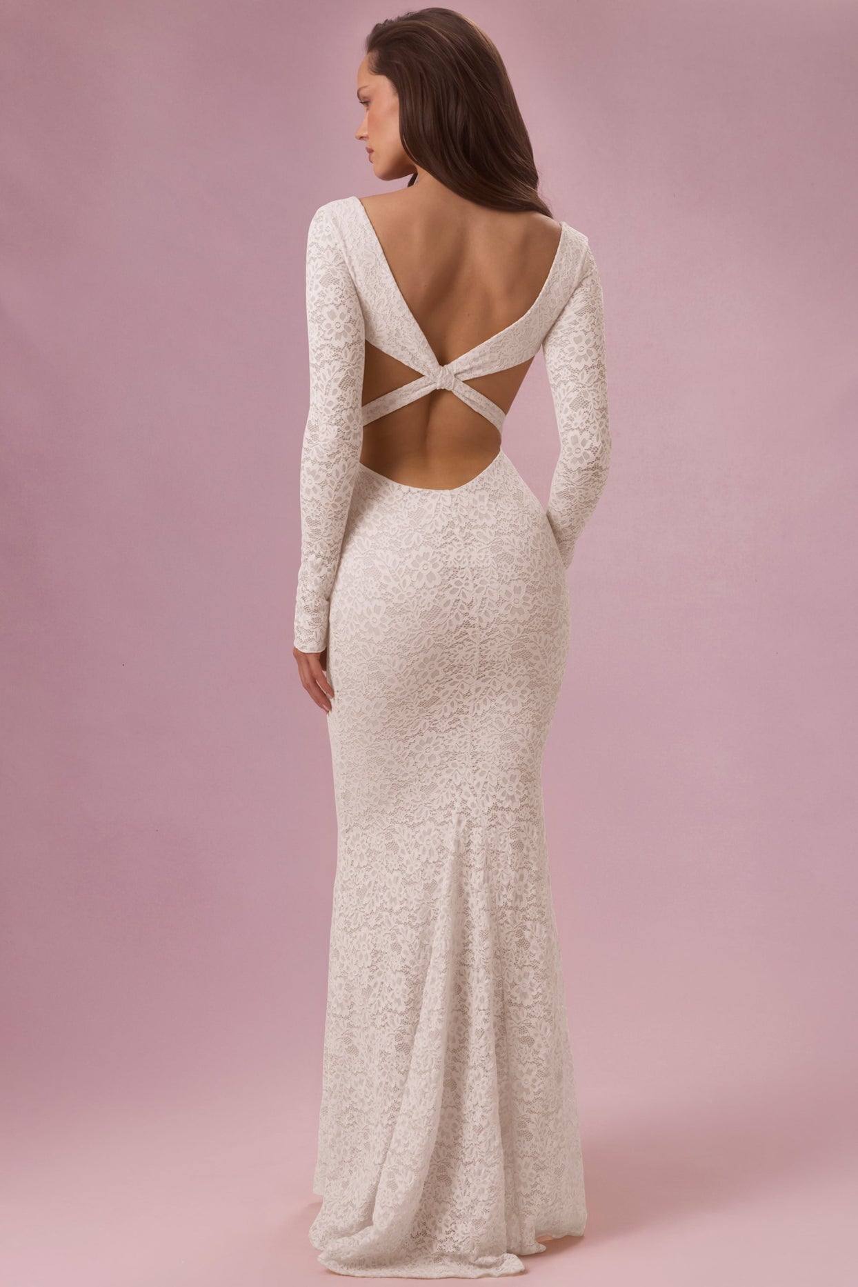 Lace Long-Sleeve Maxi Dress in Pearl - 7