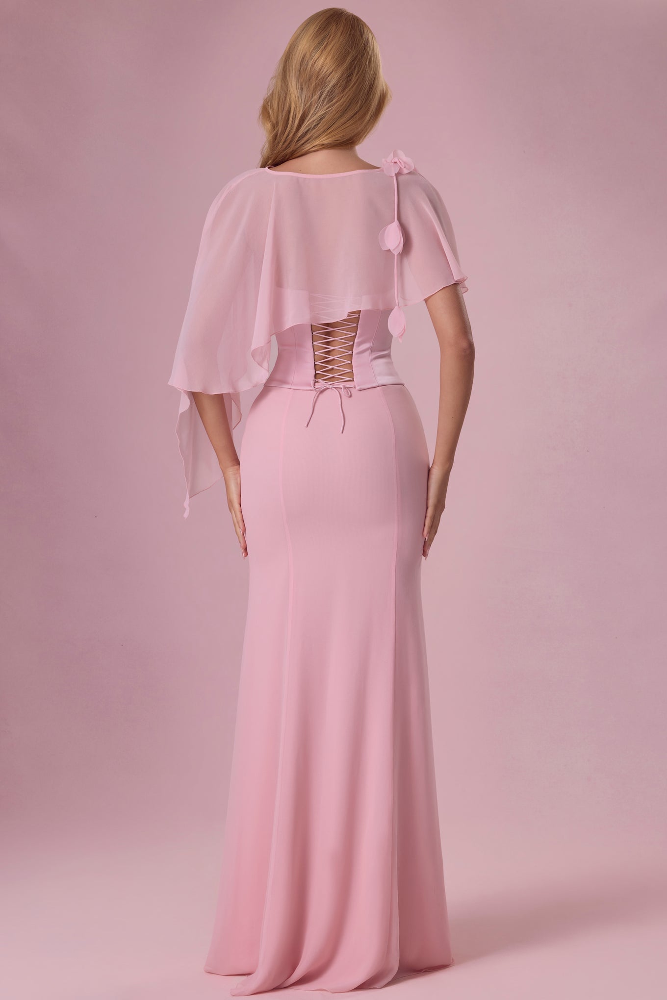 Chiffon Cape in Blush Pink - 2