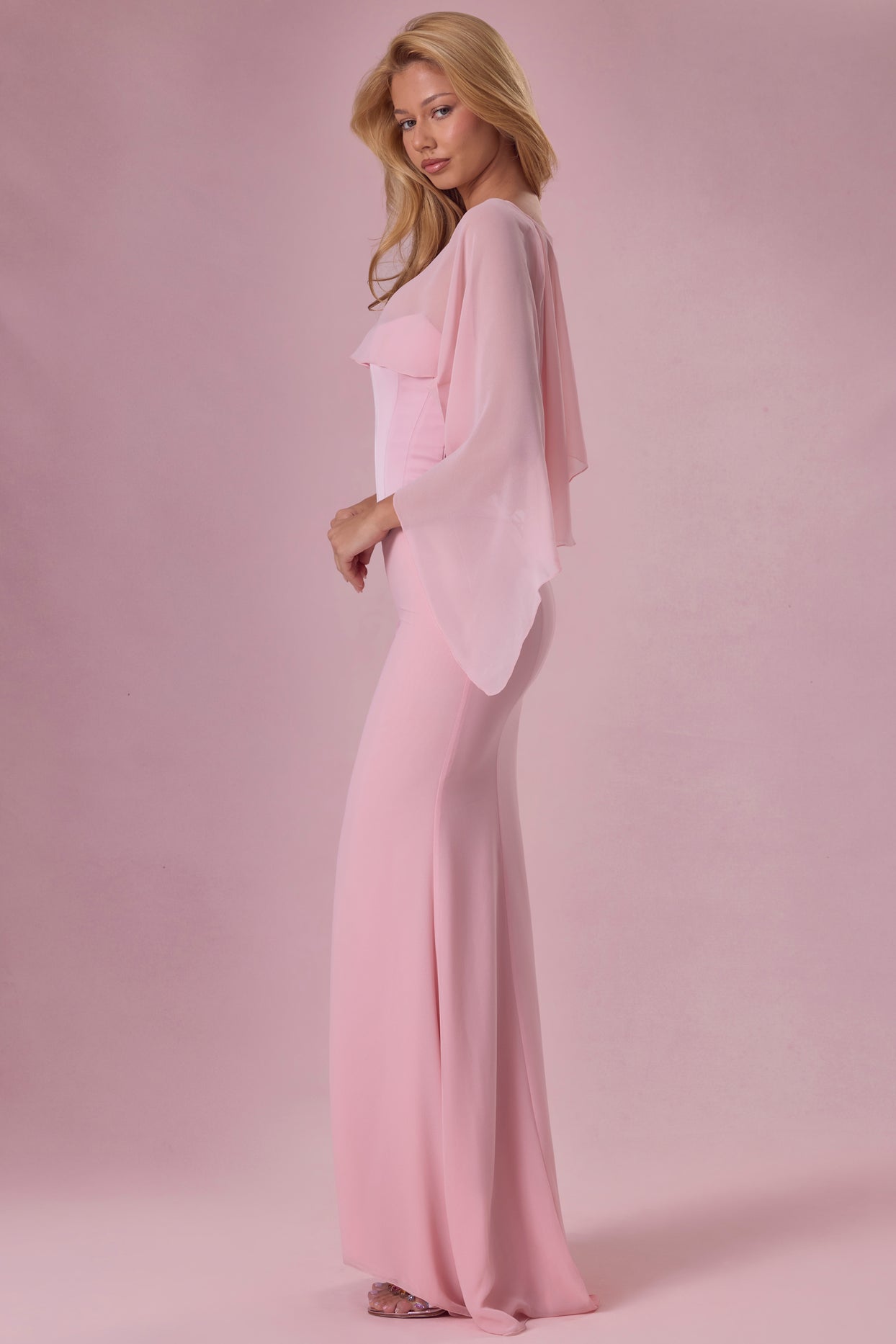 Chiffon Cape in Blush Pink - 3