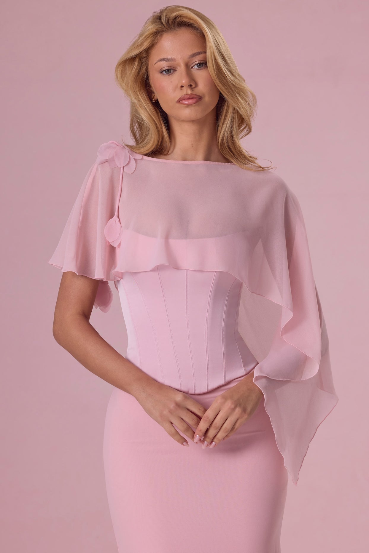 Chiffon Cape in Blush Pink - 4