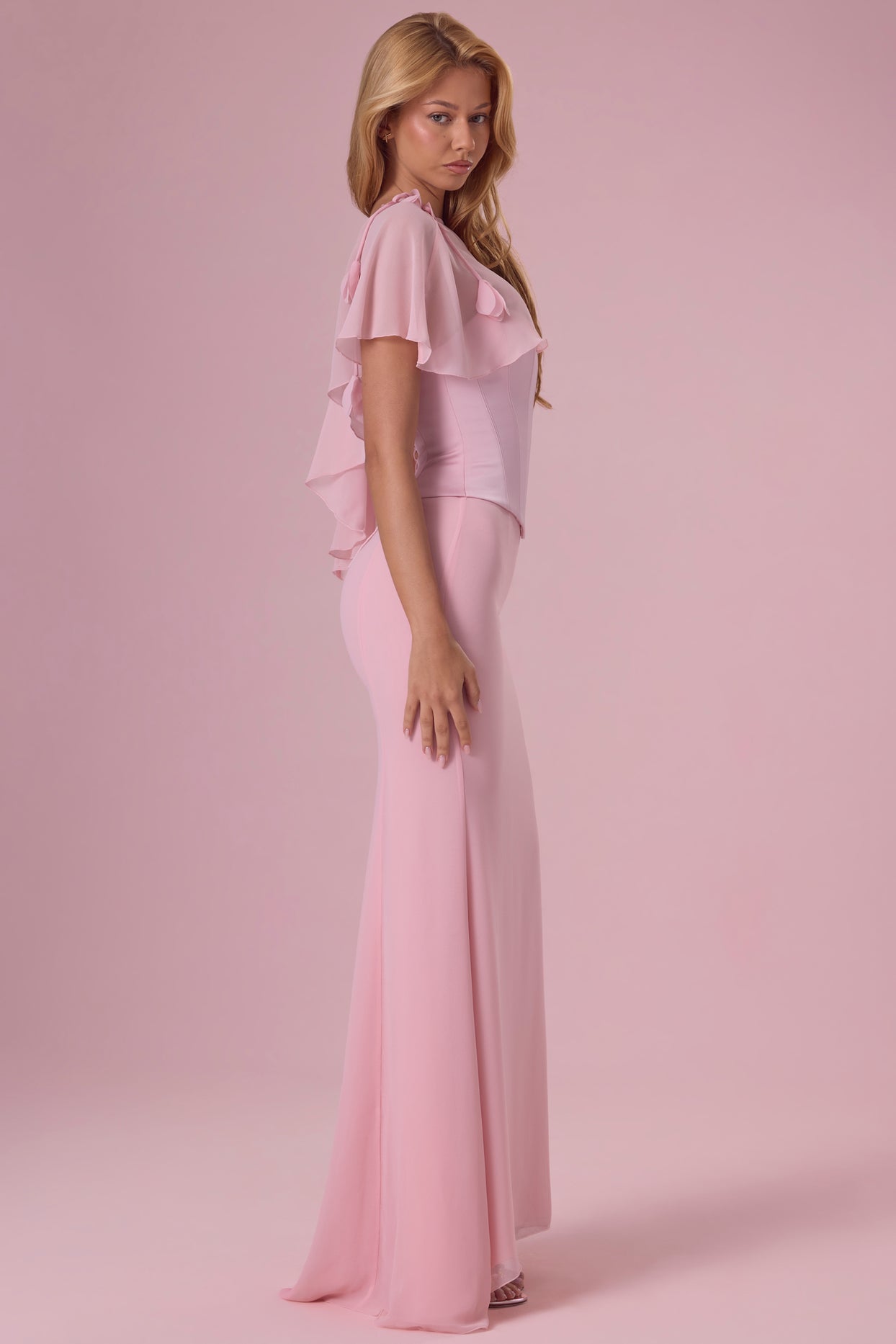 Chiffon Cape in Blush Pink - 5