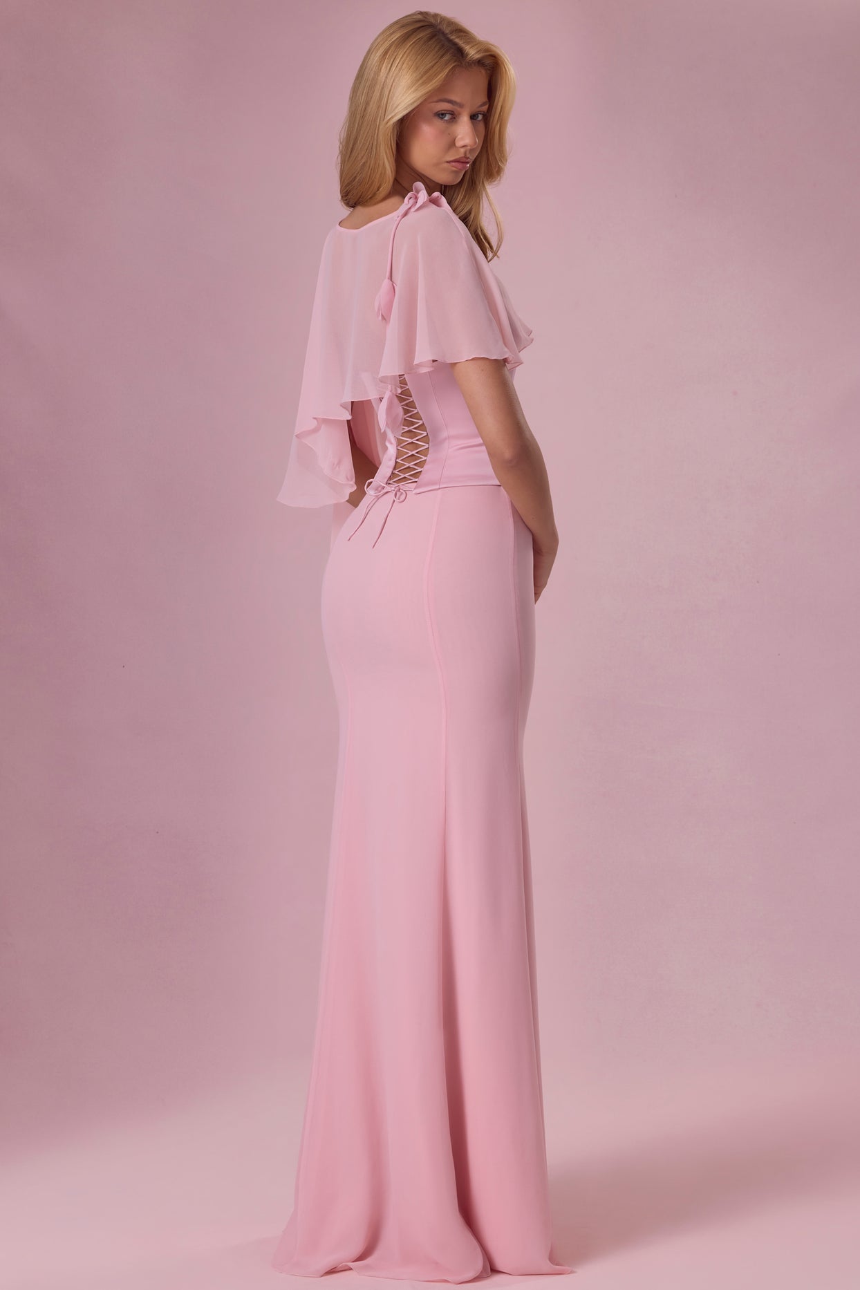 Chiffon Cape in Blush Pink - 6